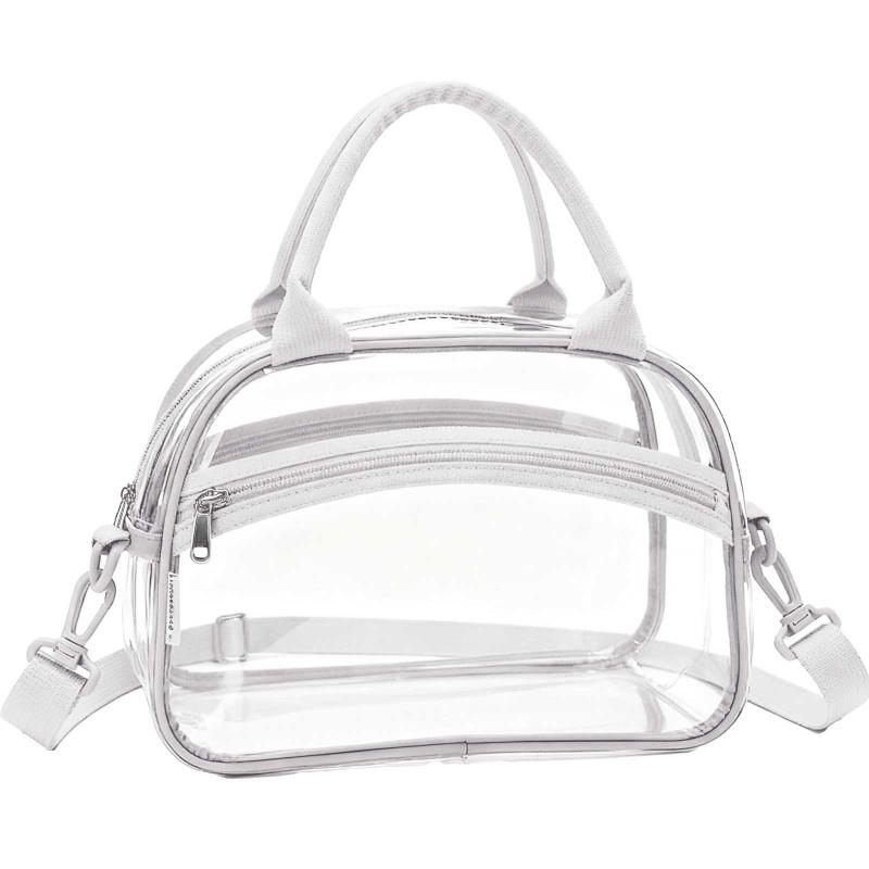 TEMU Women' Transparent Pvc Large Capacity Handbag With Detachable Strap & Hanging Carrier Suitable For All- Use, Zipper Closure Cosmetic Toiletry,,