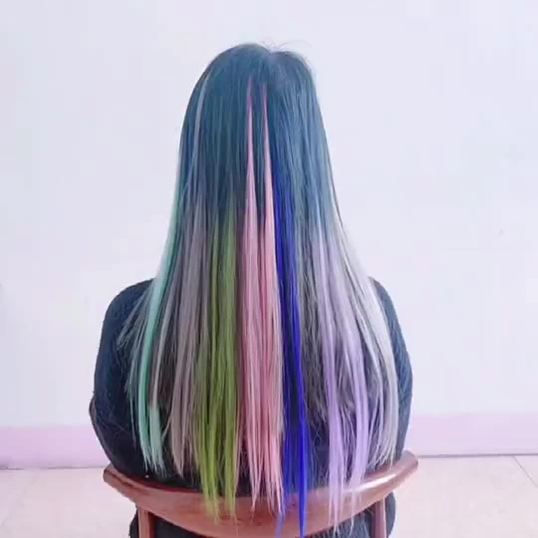 Extensiones de cabello con clip de colores para niñas - Temu