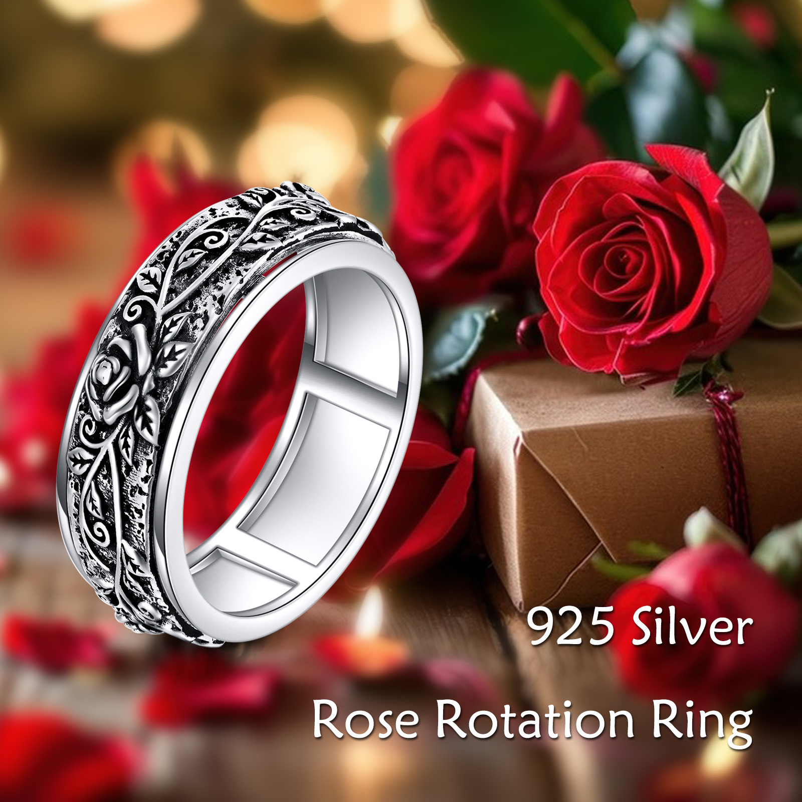   spinner ring 925 sterling silvery   ring anxiety jewelry gift for women men Product details 3