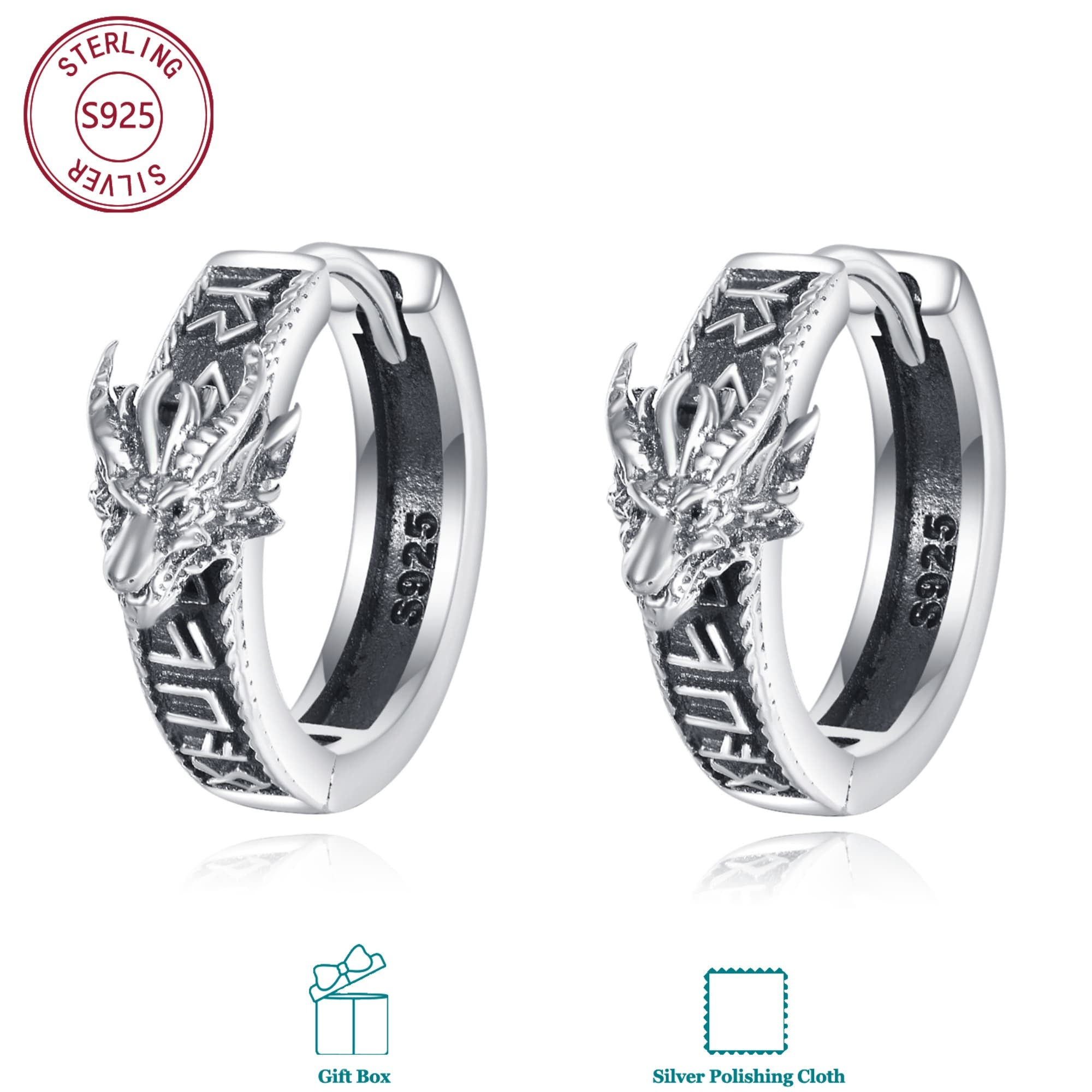 Image of 925 Sterling Hoop Earrings, Mythical Power Themed Earrings, Ideal For Daily Wear, Parties And Unique Gifts