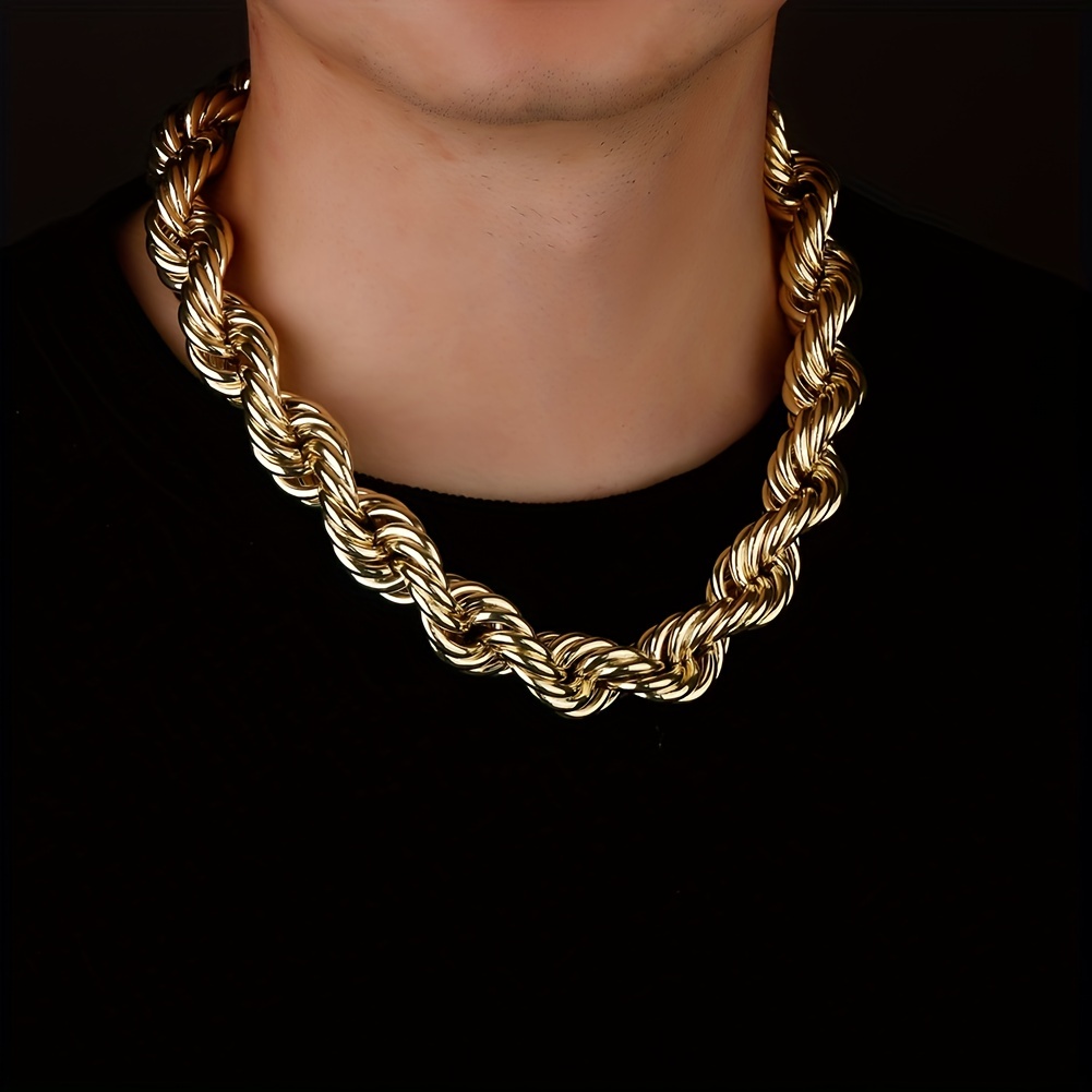 U7 Hip Hop Twisted Rope Necklace For Men Gold Color Thick Stainless Steel  Hippie Rock Chain Long/Choker Hot Fashion Jewelry - Buy U7 Hip Hop Twisted Rope  Necklace For Men Gold Color