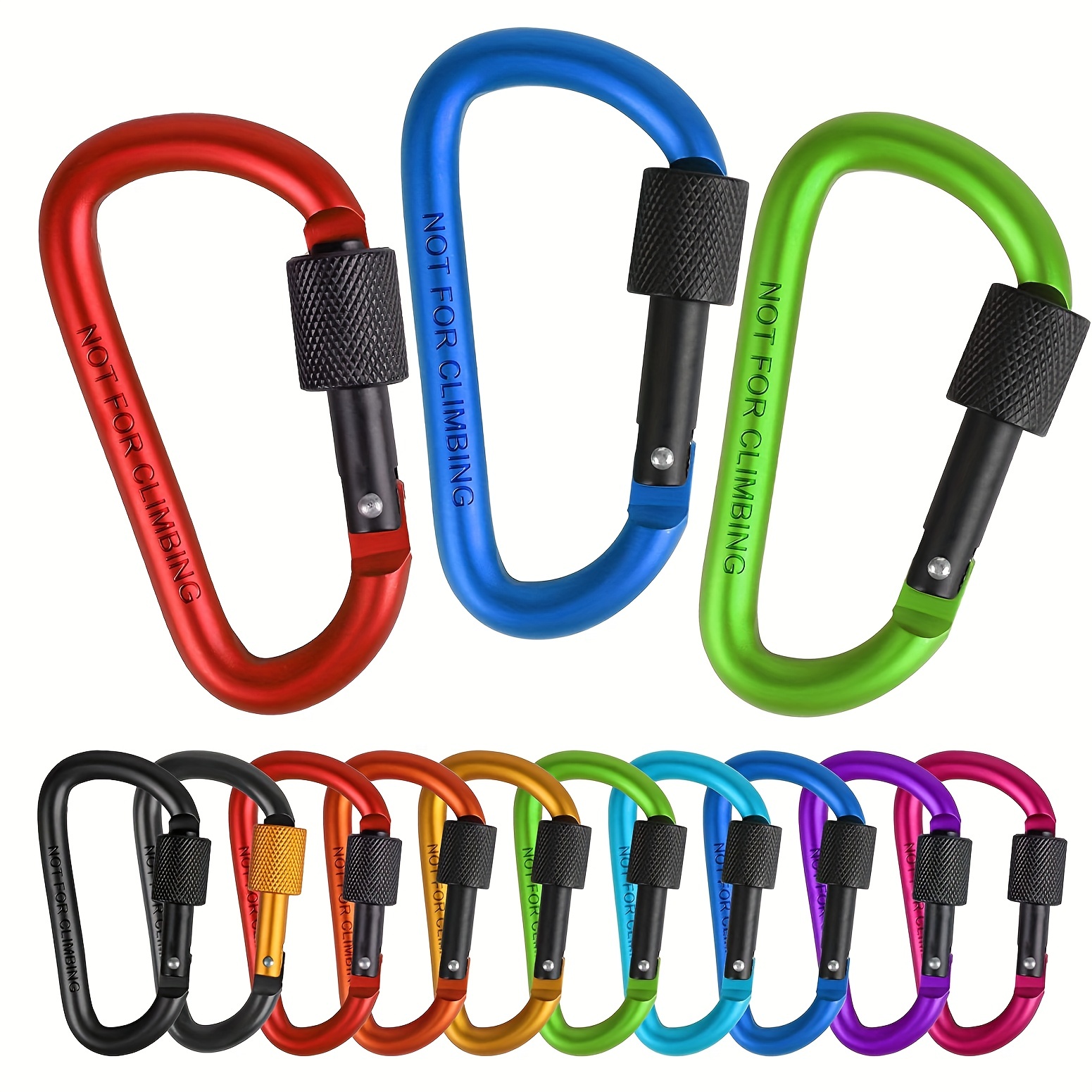 10pcs Mountaineering Carabiner Rope Clip Hook Key Chain Rock Climbing  Rappelling