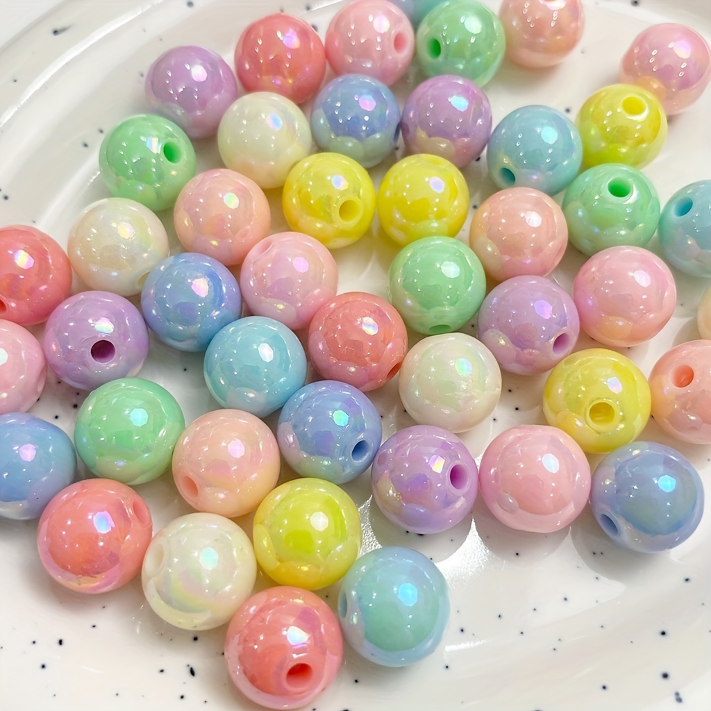 Pastel Beads - 19mm Big Pastel AB Transparent Glitter Acrylic or Plastic  Beads - 28 pc set