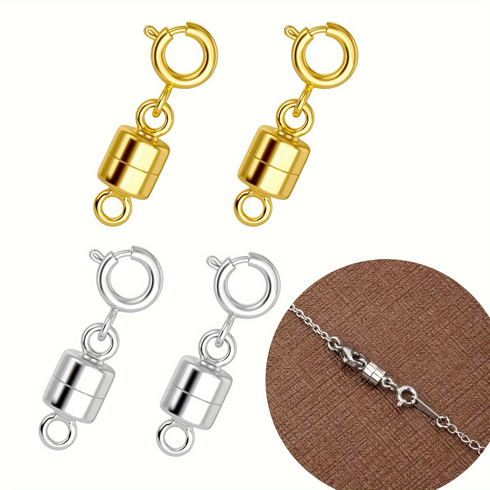 925 Sterling Silver Necklace Clasps and Closures Double Round Buckle Gold  and Silver Suitable for Jewelry Making Necklaces Bracelet Safety Clasp 