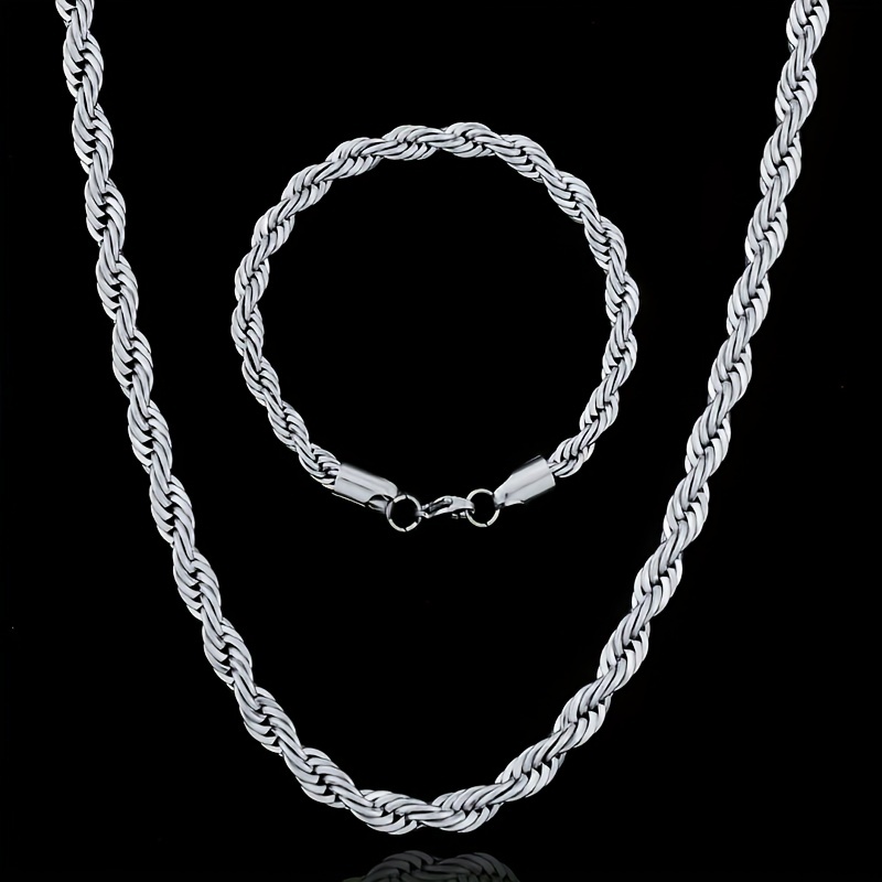 TINGN Black Chain for Men 5mm 26 Inch Stainless Steel Black Twist Rope  Chain Necklace for Men