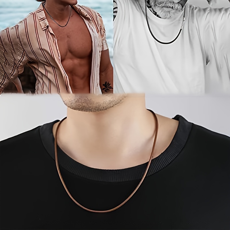 1pc 5mm Men's Rope Necklace ，Stainless Steel Twist Necklace, Twisted Rope  Chain Necklace For Men Women