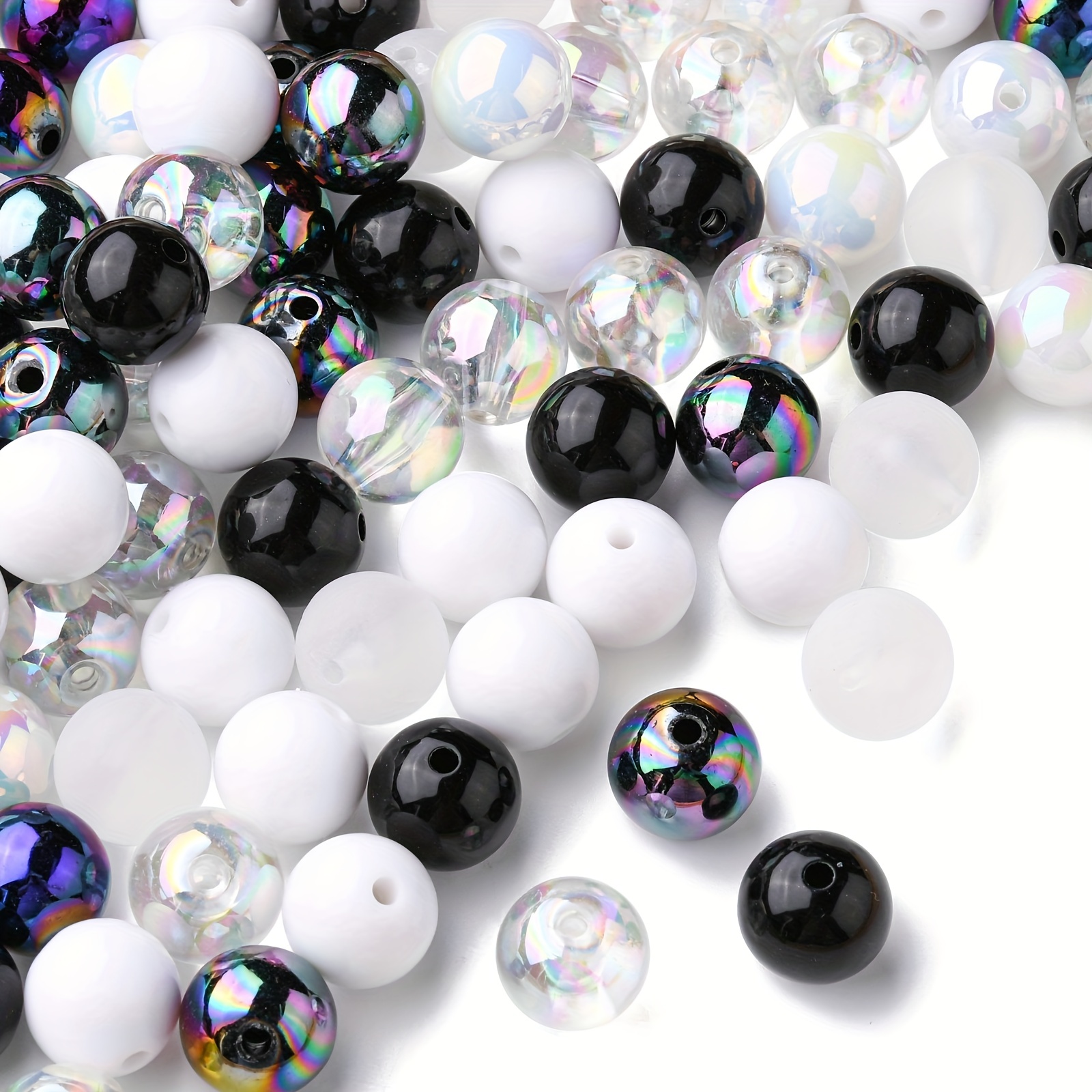 Acrylic Flat Round Clear Beads Random Mix About 200 Black - Temu