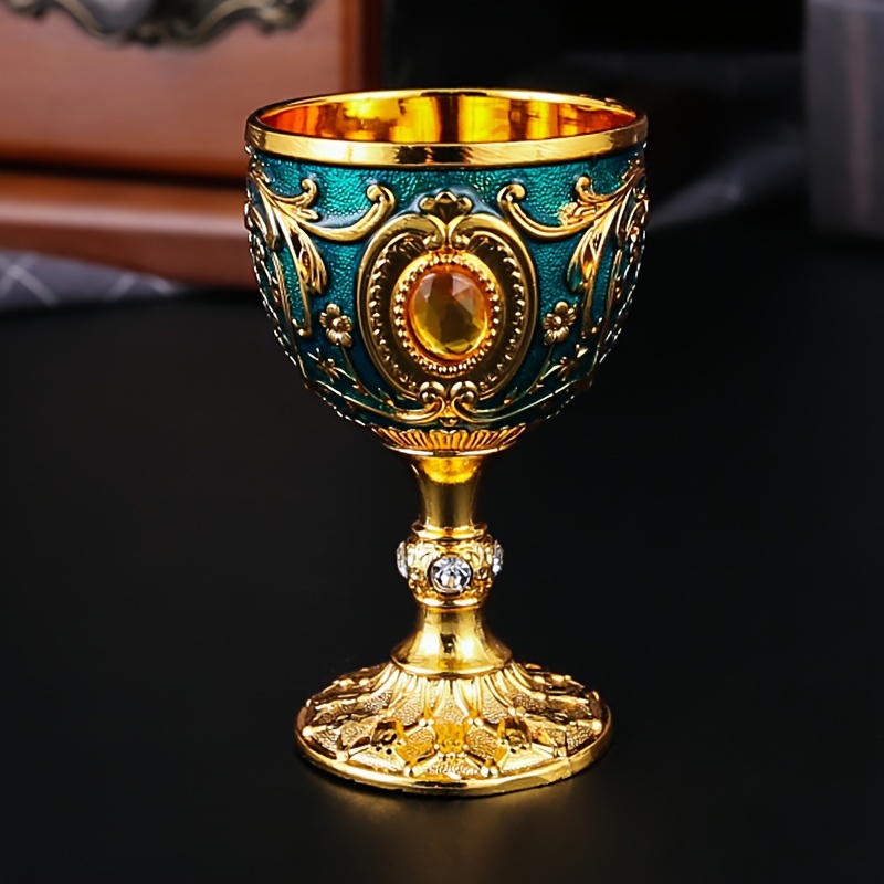 Brass Wine Glass Vintage Goblet Stainless Steel Tumbler Trim Decor for Home  Buddhist Candle Holder 2 Pcs 