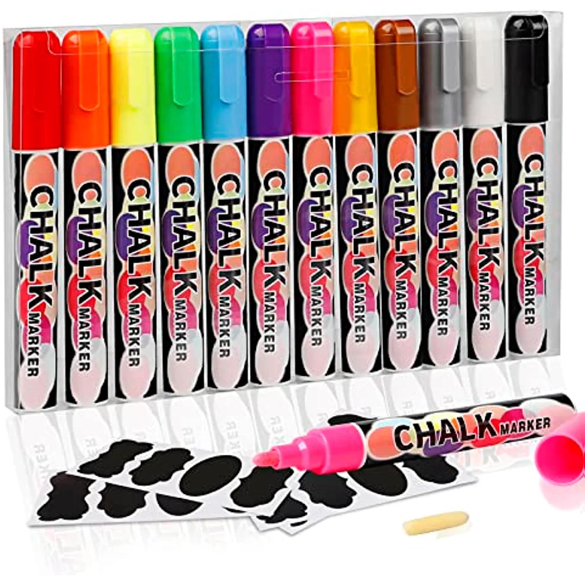 Liquid Chalk Markers, 30 Colors Premium Window Chalkboard Neon Pens,  Including 4 Metallic Colors, Painting and Drawing for Kids and Adults,  Bistro & Restaurant, Wet Erase - Reversible Tip