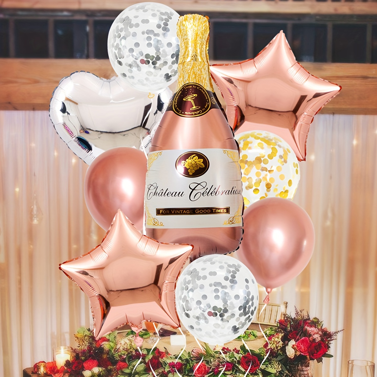 Champagne Balloon Arch Kit, Rose Gold Balloon Garland, 40 Champagne Bottle  Balloons & 60Pcs Latex Balloon Confetti Balloon, for Wedding Birthday