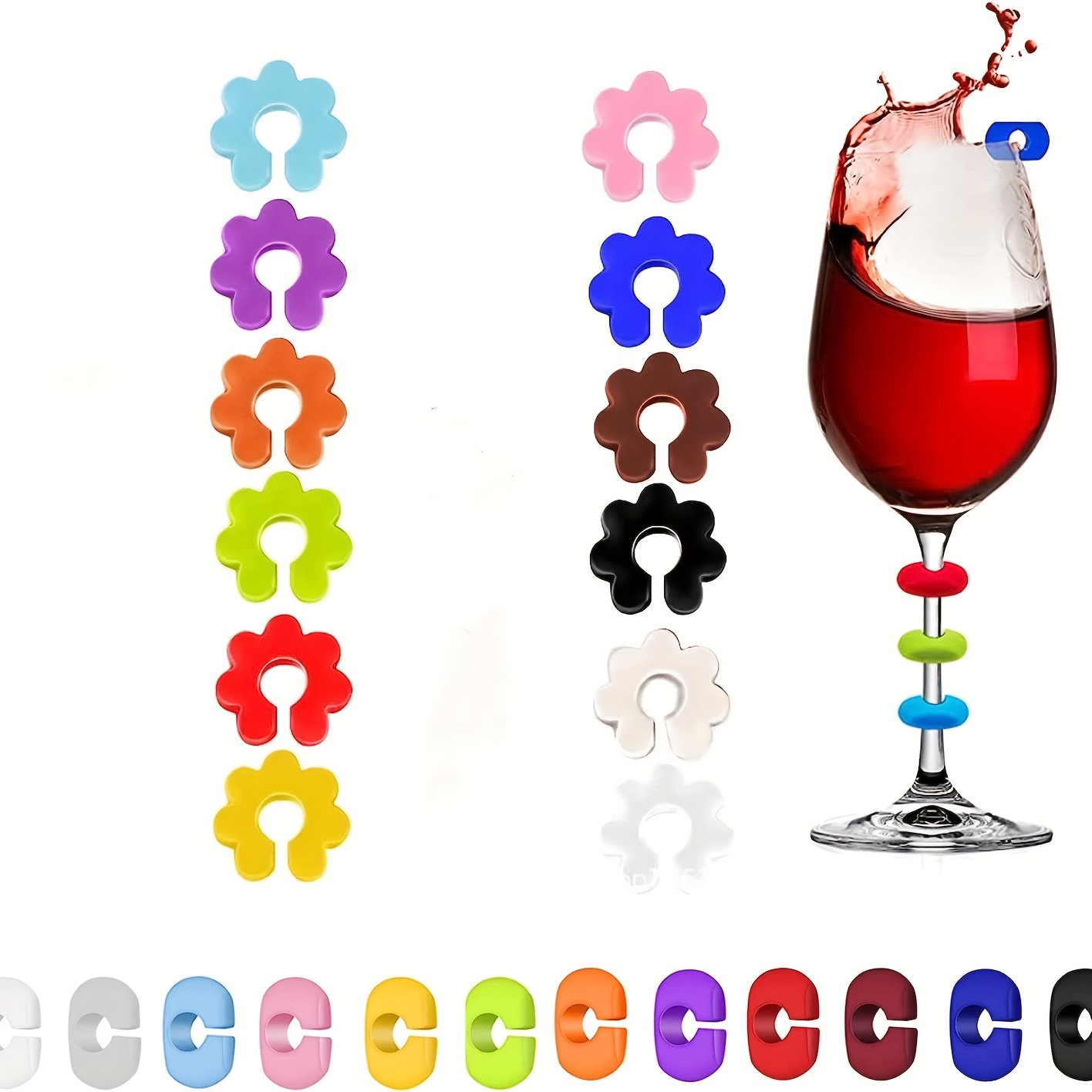 10PCS Personalized Decorating Blank Cork Wine Glass Ring Charms Drink Tag  Markers