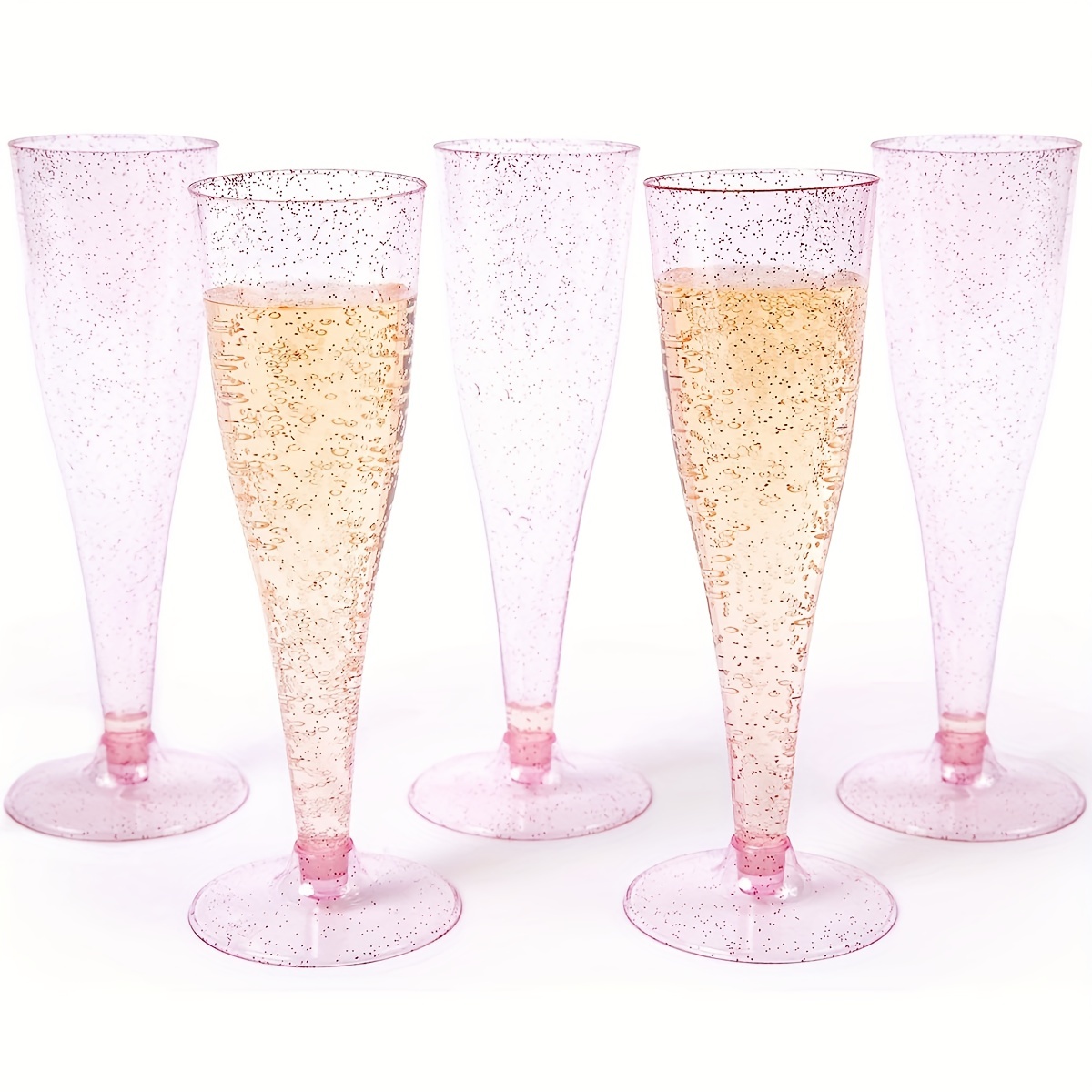 10 Pcs Wine Glasses 160ML Reusable Glitter Champagne Flutes