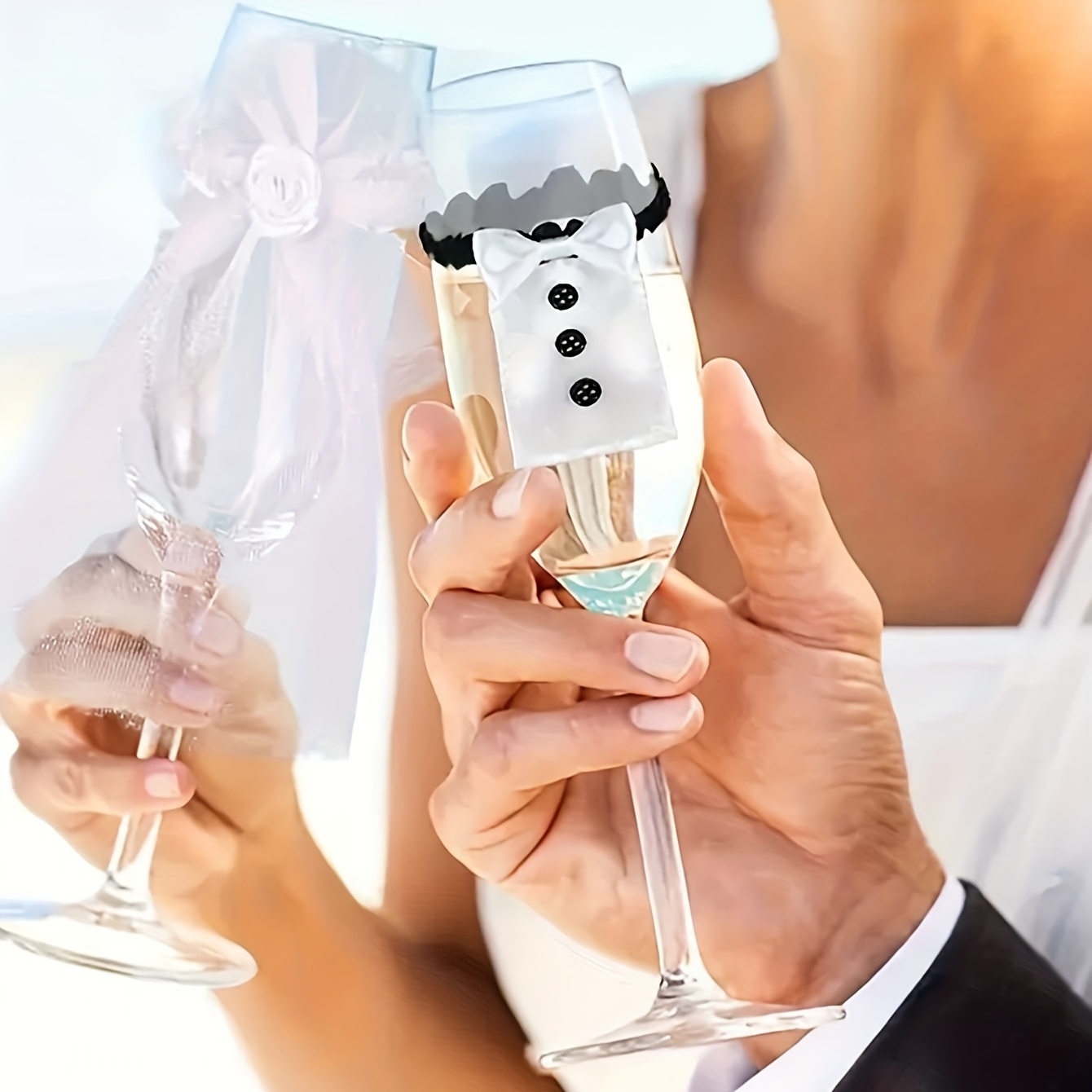 Mr. Mrs. Stemless Double Insulated Champagne Flute Tumbler Wine 5oz Wedding  Gift