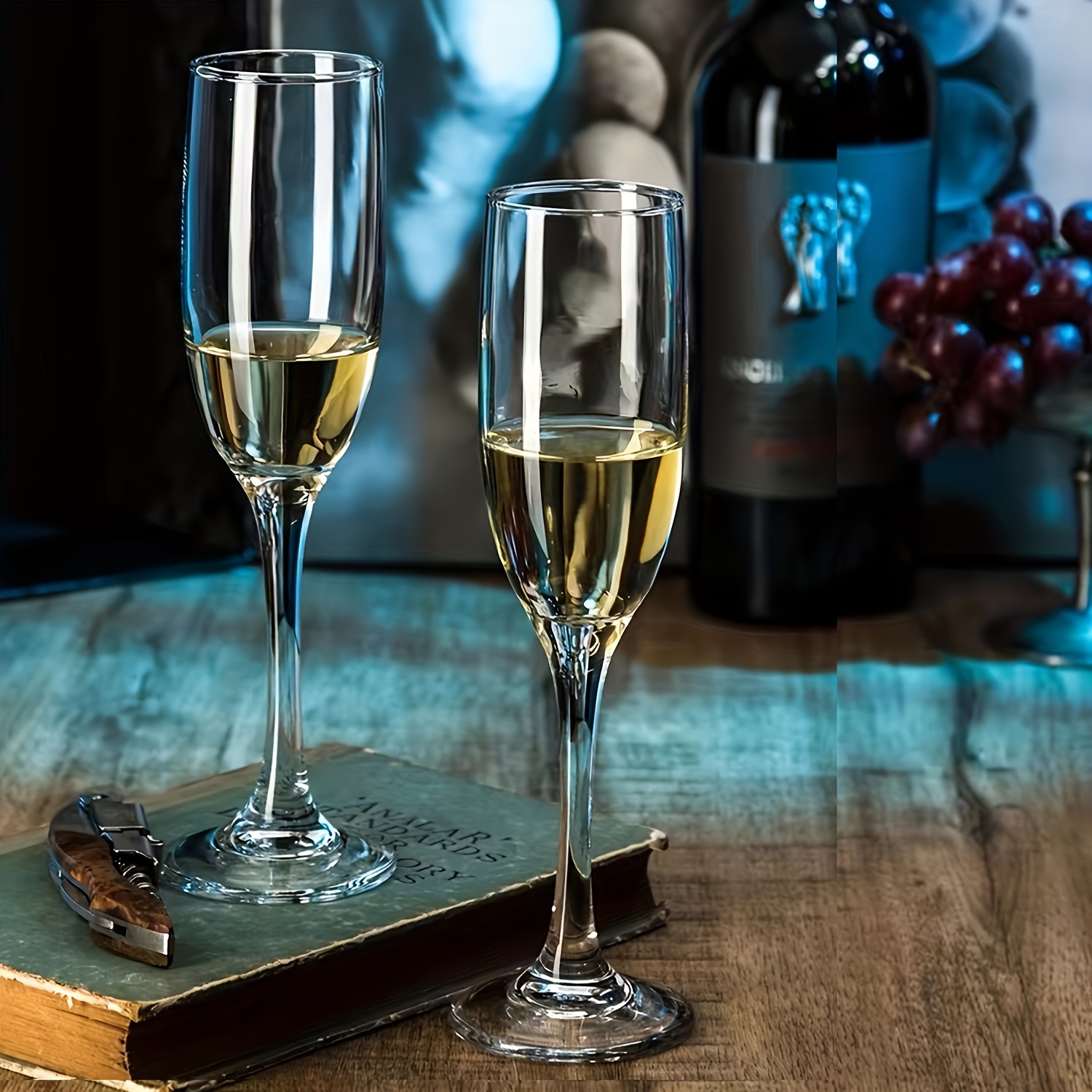 Lot de 4 flûtes à champagne en verre bullé – 125 ml