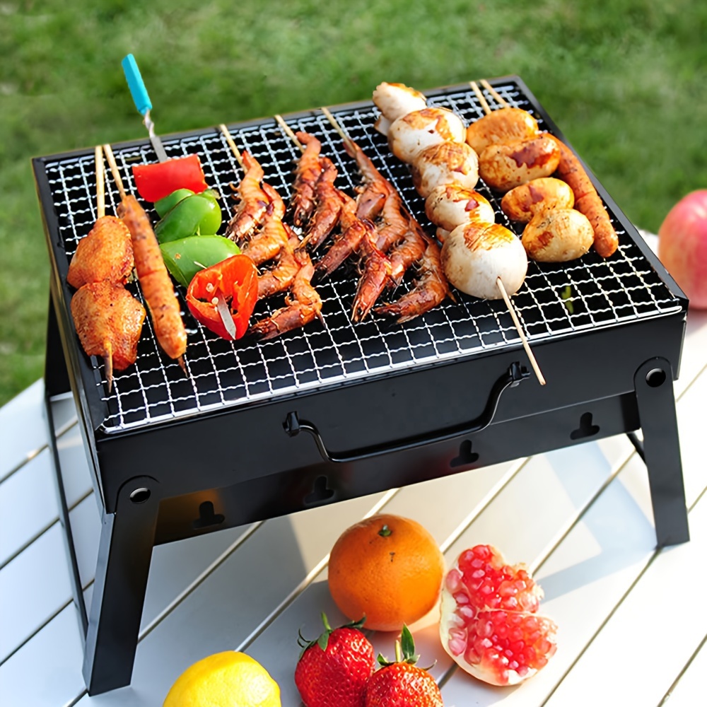 Barbecue Grill Charcoal, Small Black Steel Foldable Charcoal Grill,  Portable Household Barbecue Stove, Camping Charcoal Square Grill, Bbq  Tools, Bbq Accessories, Grill Accessories - Temu