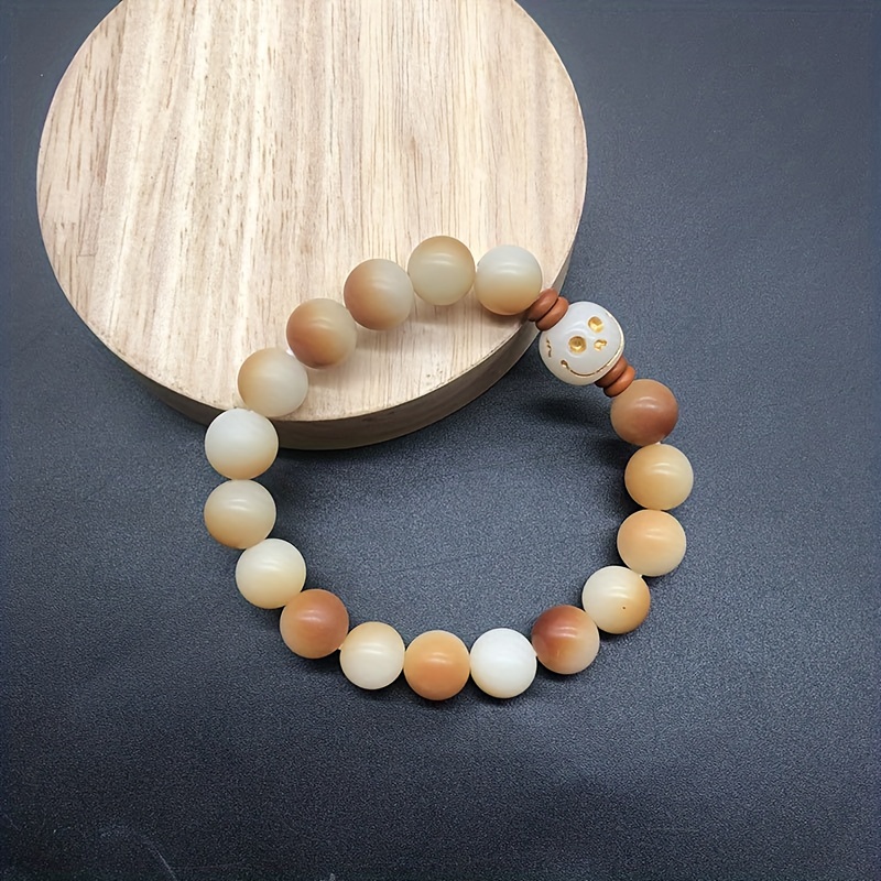 Men Link Bracelet Natural Stretch Preppy Beaded Bracelet - Temu