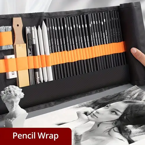 1 Piece 60 Slot Canvas Pencil Roll Up Case Pencil Wrap Case Roll Up Pouch  Pen Wrap Organizer Roll Up Pencil Holder Charcoal Pencils Rolling Pouch For  Painter Artist Black 