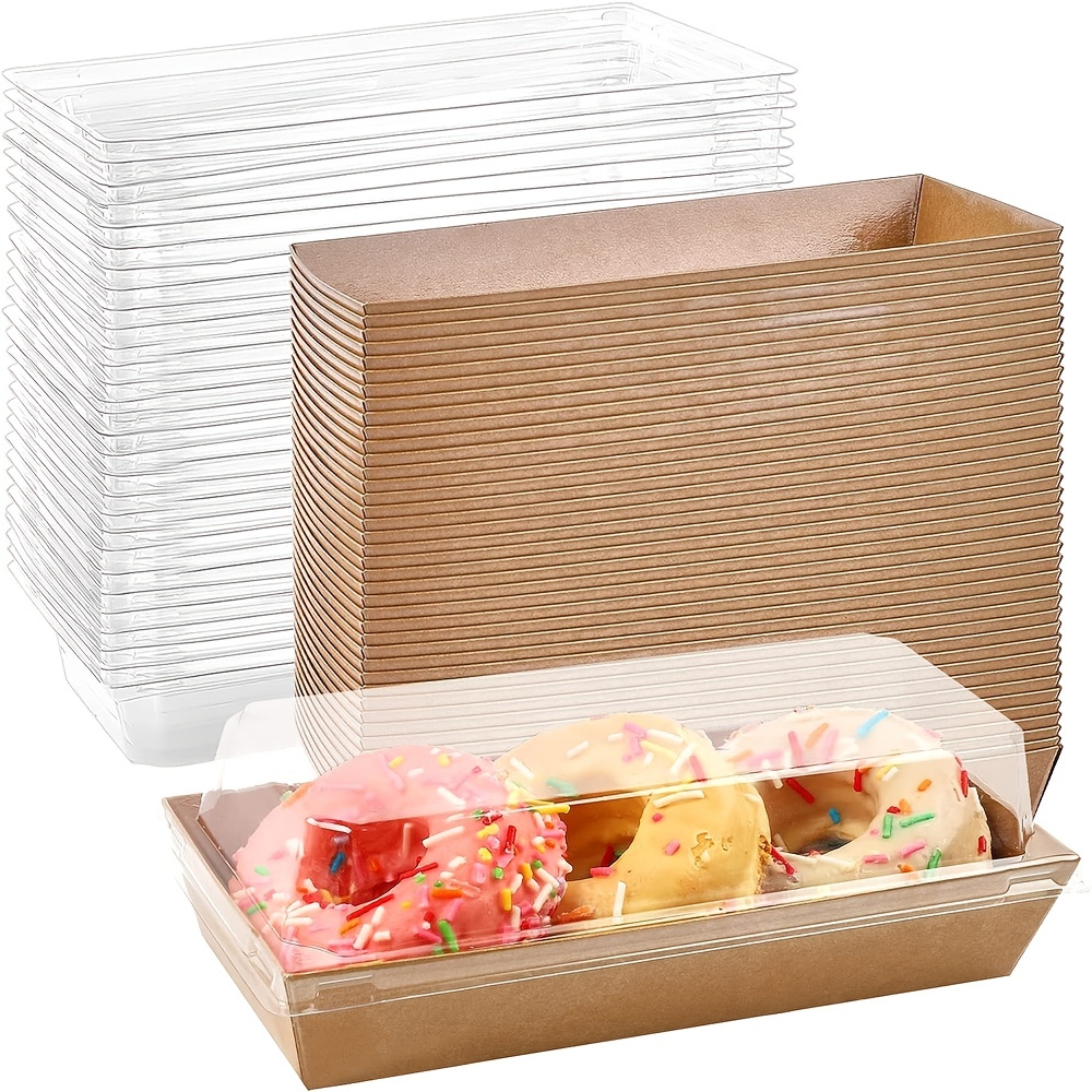 Clear Plastic Gift Boxes 6 Pack Bakery Boxes with Base Lid & Ribbon Black 4x4x4