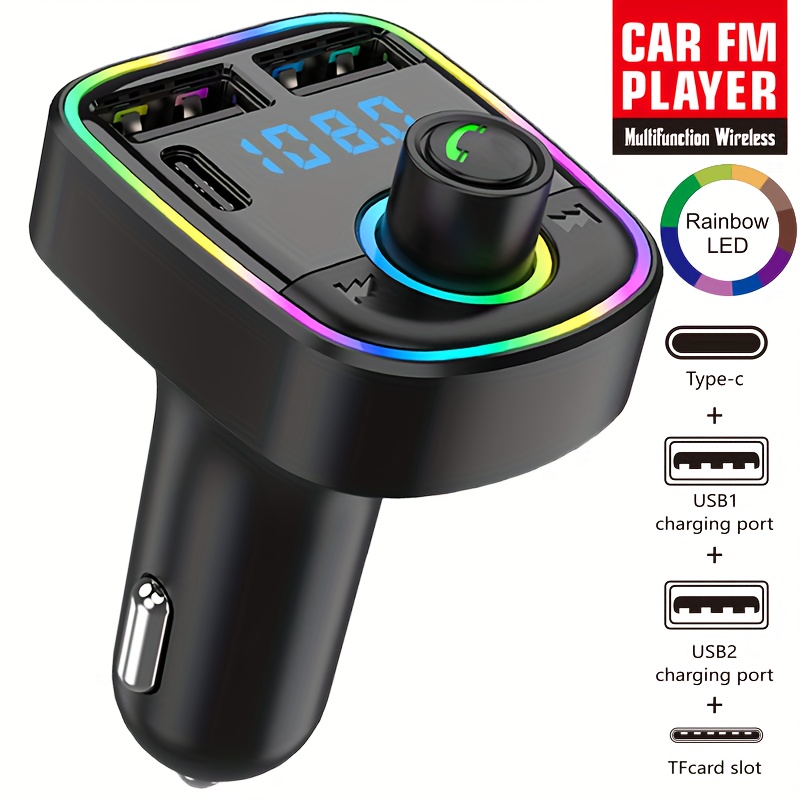 Car Bluetooth 5.3 FM Transmitter Wireless Audio Receiver Car MP3 Player 66W  PD Fast Charger Ambient Light Muti-point Charger