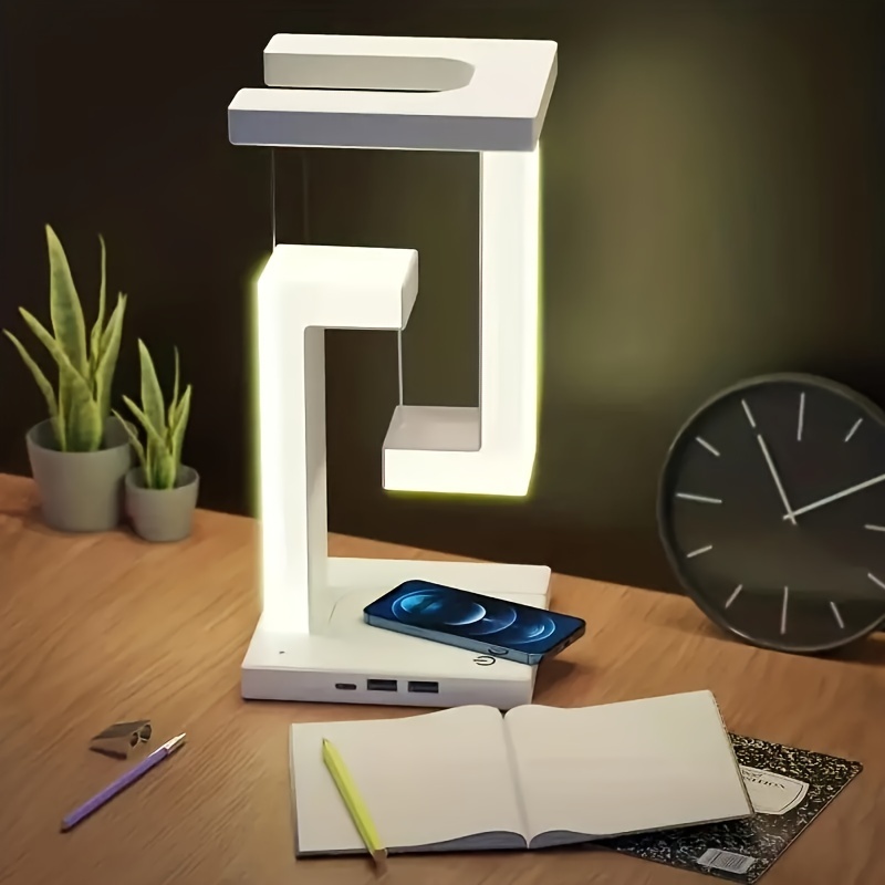 VGAzer Bombilla LED inalámbrica flotante magnética con cargador inalámbrico  para lámpara de escritorio, decoración de habitación u oficina, regalos