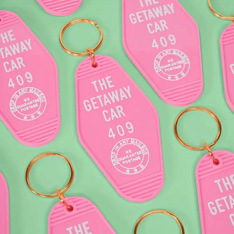 Keys to The Getaway Car Retro Motel Keychain Holographic Text