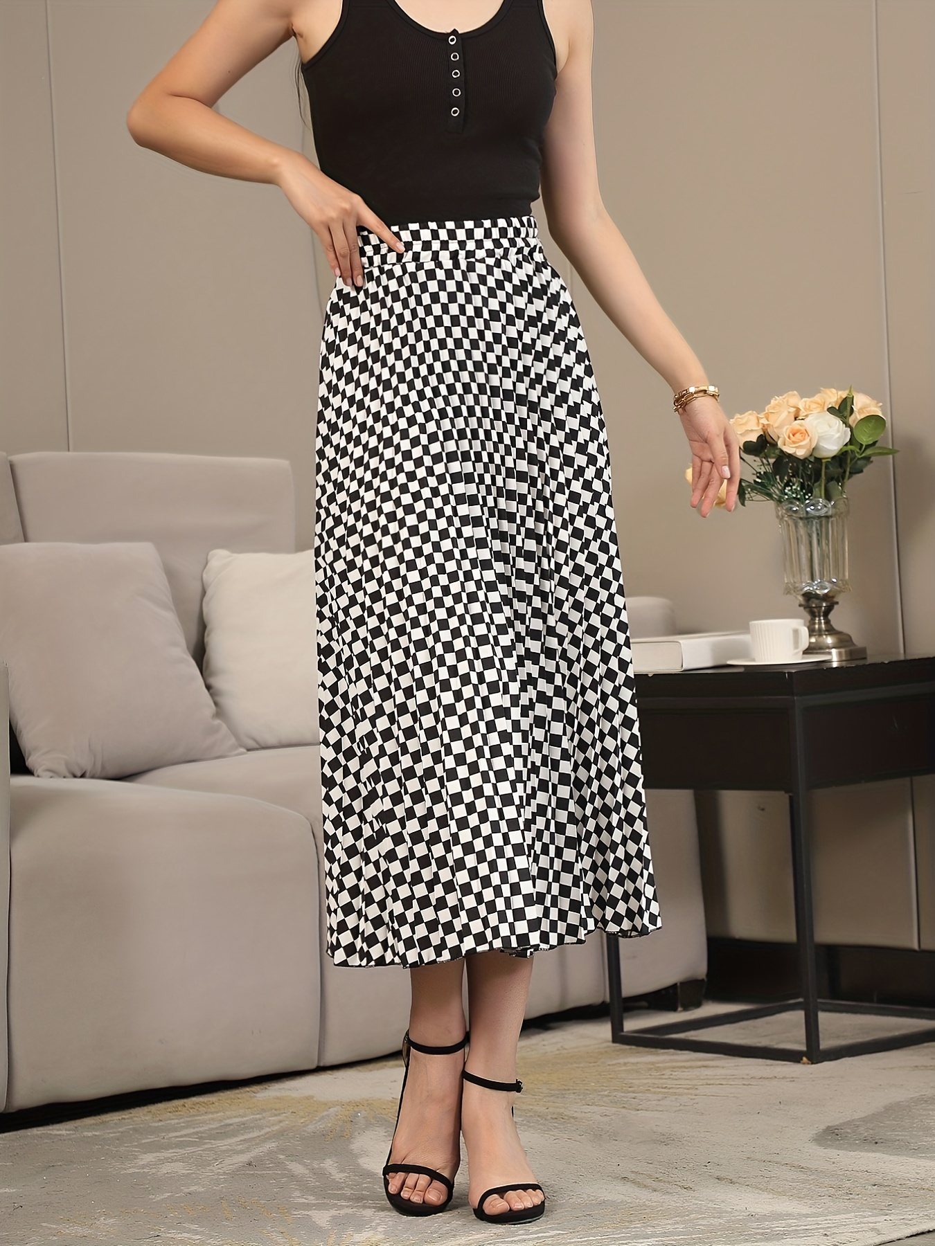 Checkered skirt outlet ootd