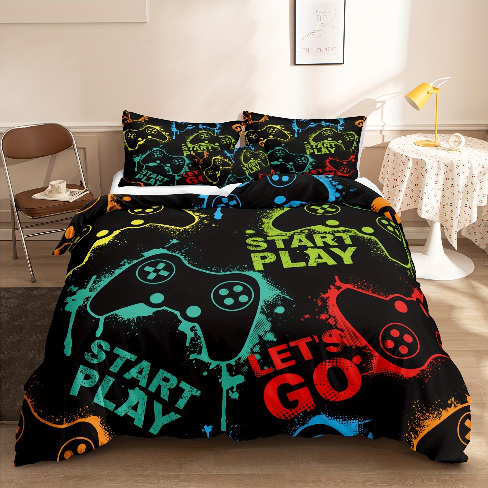 Black Gamepad Duvet Cover Video Games Bed Sets Black Classic Retro Gaming  Quilt Cover Console Action Buttons Novelty Colorful Bedding Set Room Decor  (1 Duvet Cover + 1/2 Pillowcases, Without Core) - Temu