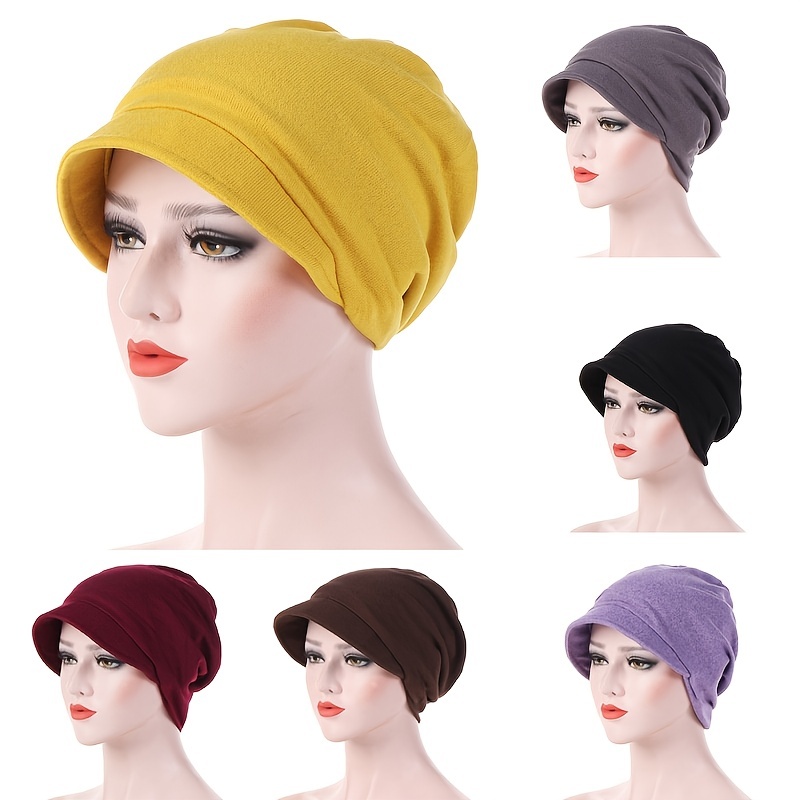 wofedyo Hats For Men Women Braid Turban Hats Cancer Cap Hair Bonnet Head  Scarf Wrap Coer Hat Baseball CapYellow 