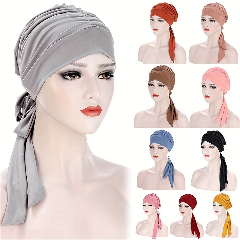 Minimalist Monochrome Undercap Thin Breathable Stretchy Turban Hat Stylish  Non-slip Inner Hijab Cap