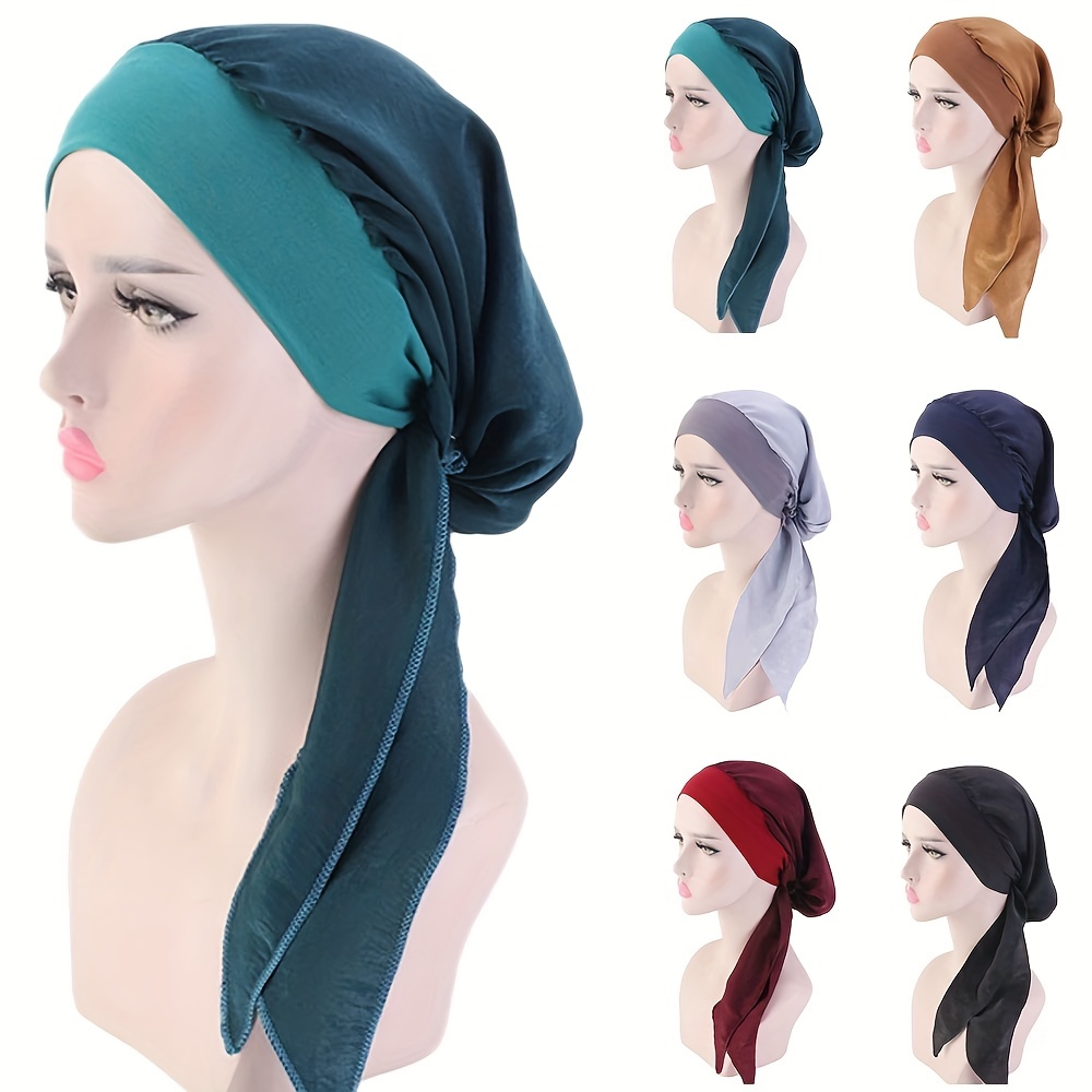 Minimalist Monochrome Undercap Thin Breathable Stretchy Turban Hat Stylish  Non-slip Inner Hijab Cap