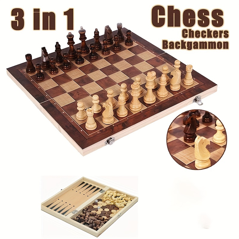 Coffret tiroir jeu d'échecs mini magnétiques en bois échiquie et pions