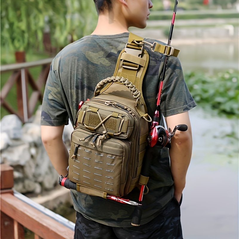 Mochila de hombro táctica militar de 40 litros para supervivencia escolar,  mochila de pesca para almacenamiento de aparejos
