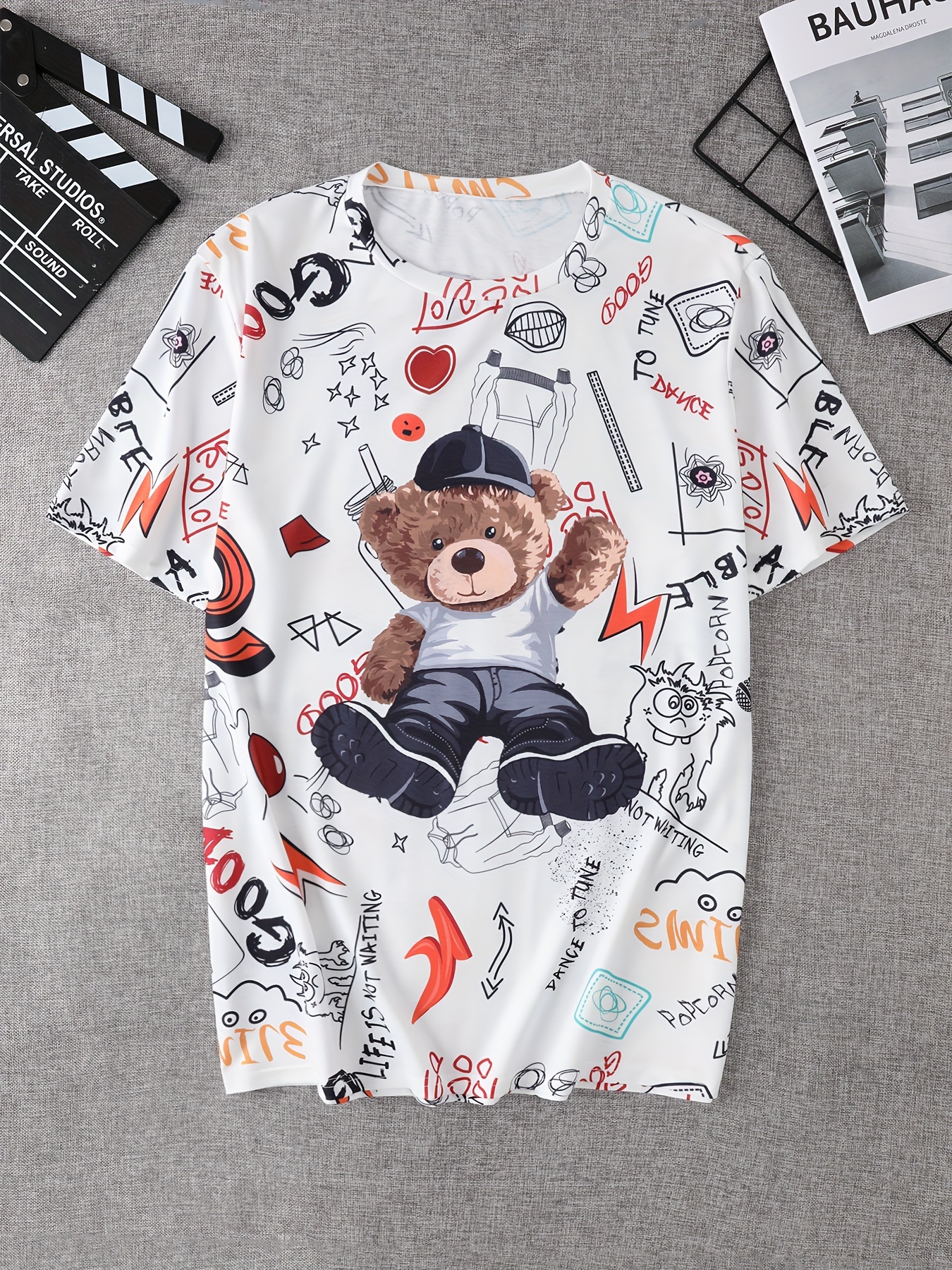 Cartoon Bear Graphic T shirt Boys 3d Digital Print Active - Temu