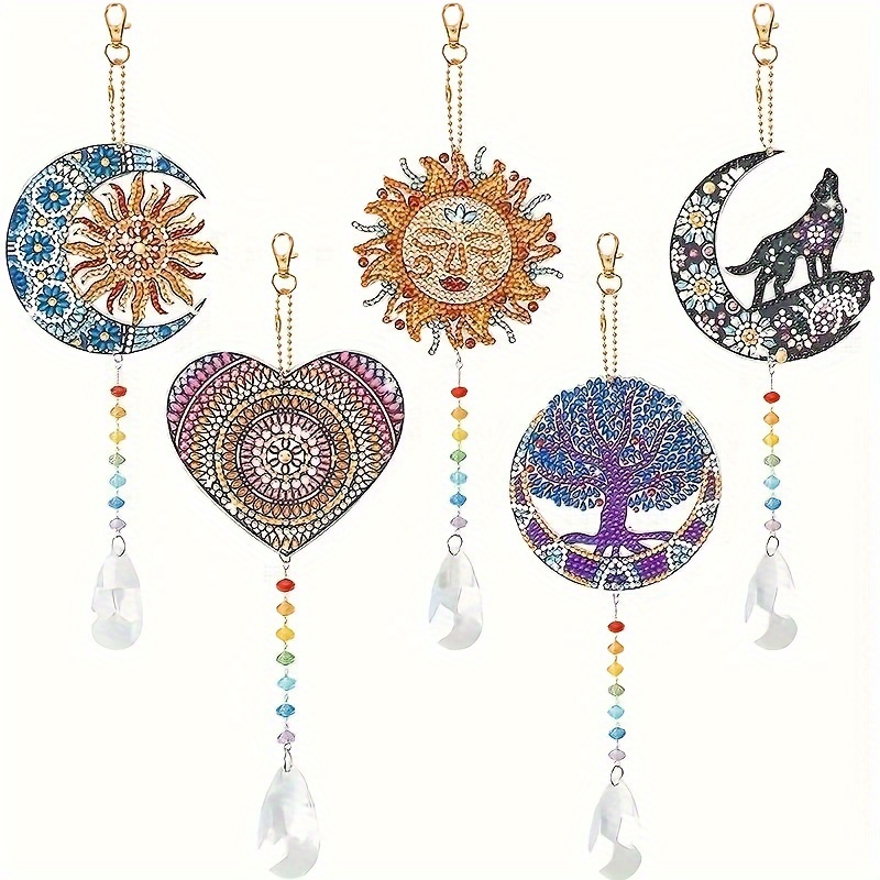 1set DIY Christmas Santa Diamond Painting Suncatchers for Adults Size  9X8cm/3.54''*3.15'' Acrylic Material Double Sided Crystal Rhinestones Wind  Chime