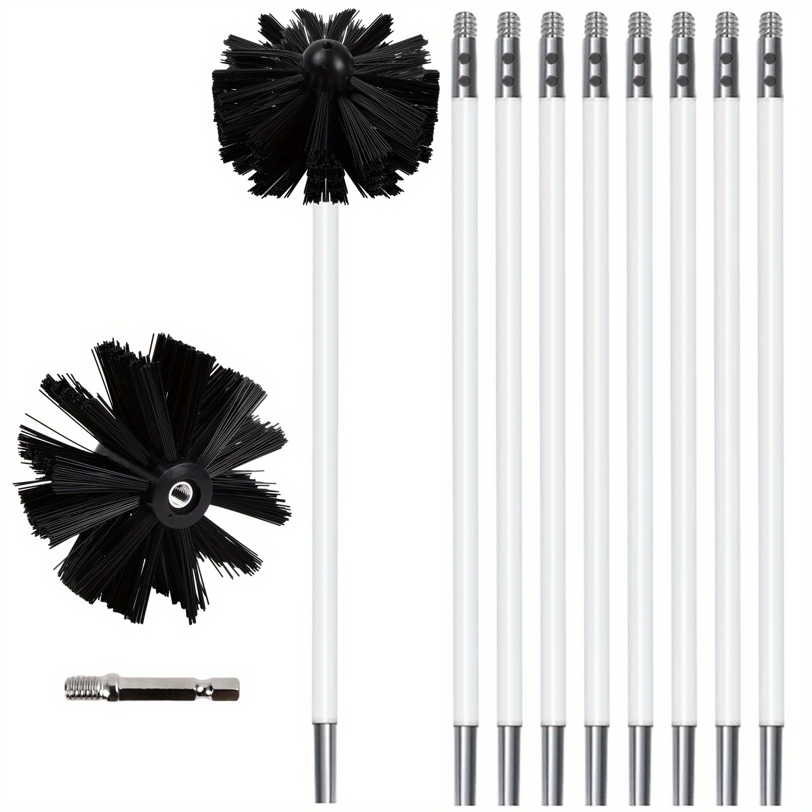 Cepillo De Chimenea Kit, 1 cabezal de cepillo de nailon con 9 varillas  flexibles de 410 mm, 1 cepillo largo Cepillo para Limpiar Chimeneas para  chimenea/secadora/tubo de alcantarillado : : Bricolaje y  herramientas