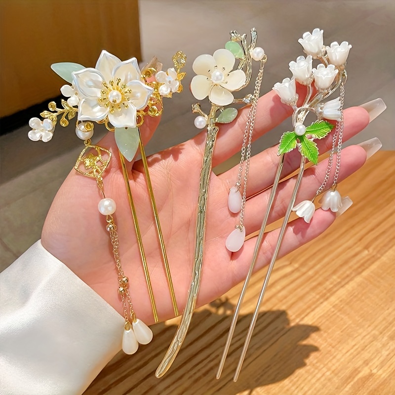 Sweet Tassel Charms Hair Stick Headwear for Women Chinese Pearl