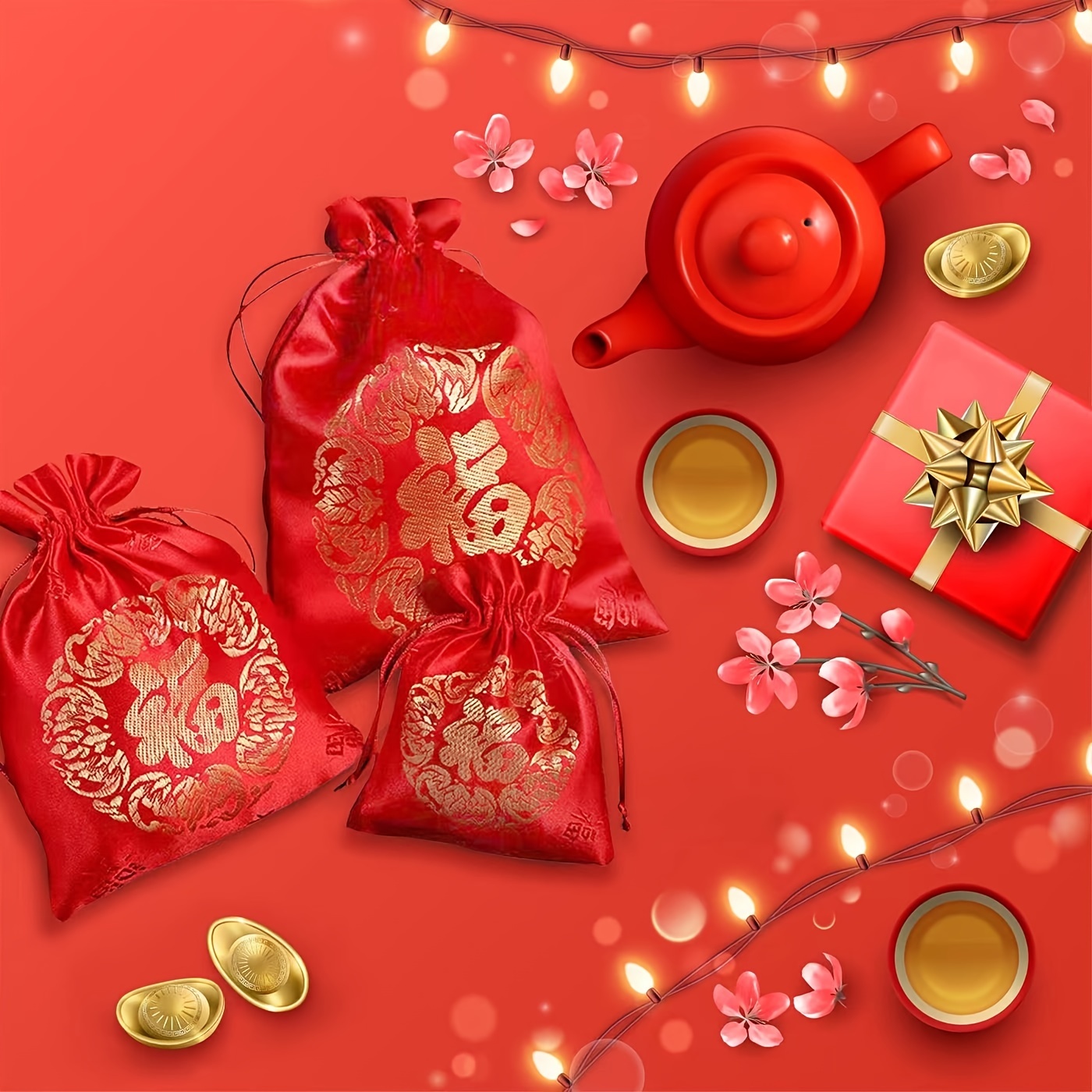 Wrapping Paper Chinese Style Festive Gift Retro Red Wrapping - Temu