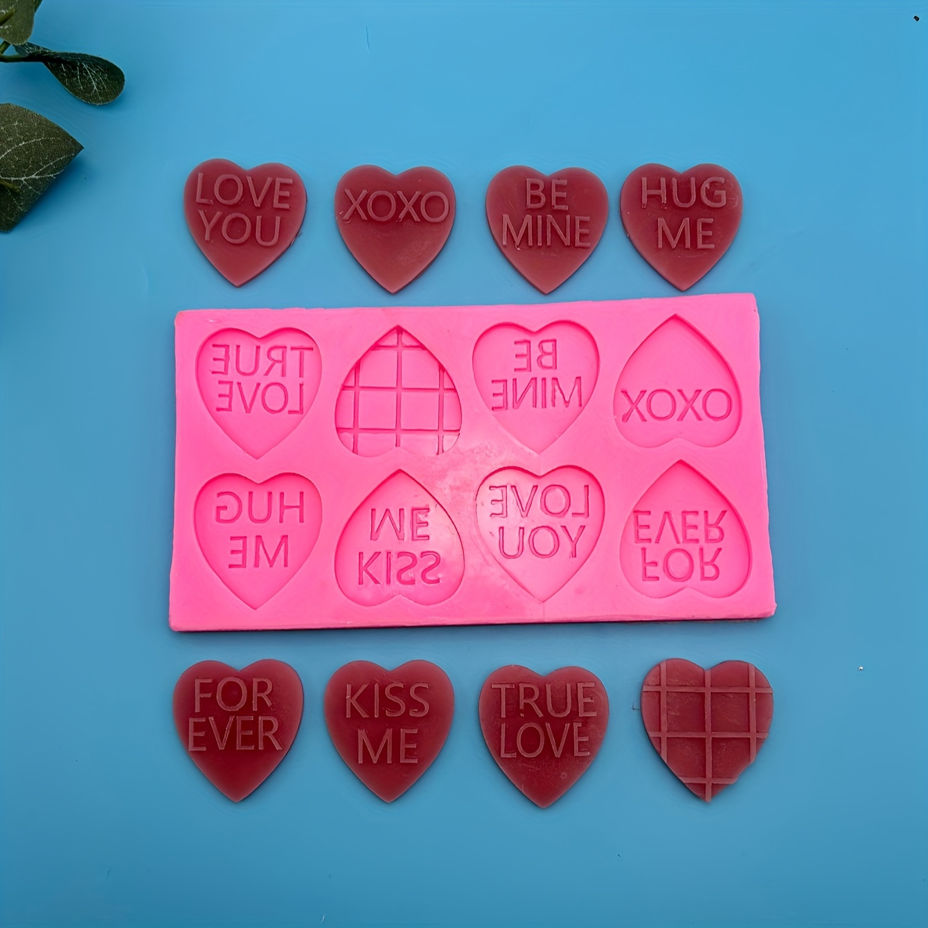 4 Pieces 10 Holes Heart Shaped Silicone Mold Valentine's Conversation Candy  Heart Mold Non-Stick Silicone Fondant Baking Mold Jelly Pudding Dessert