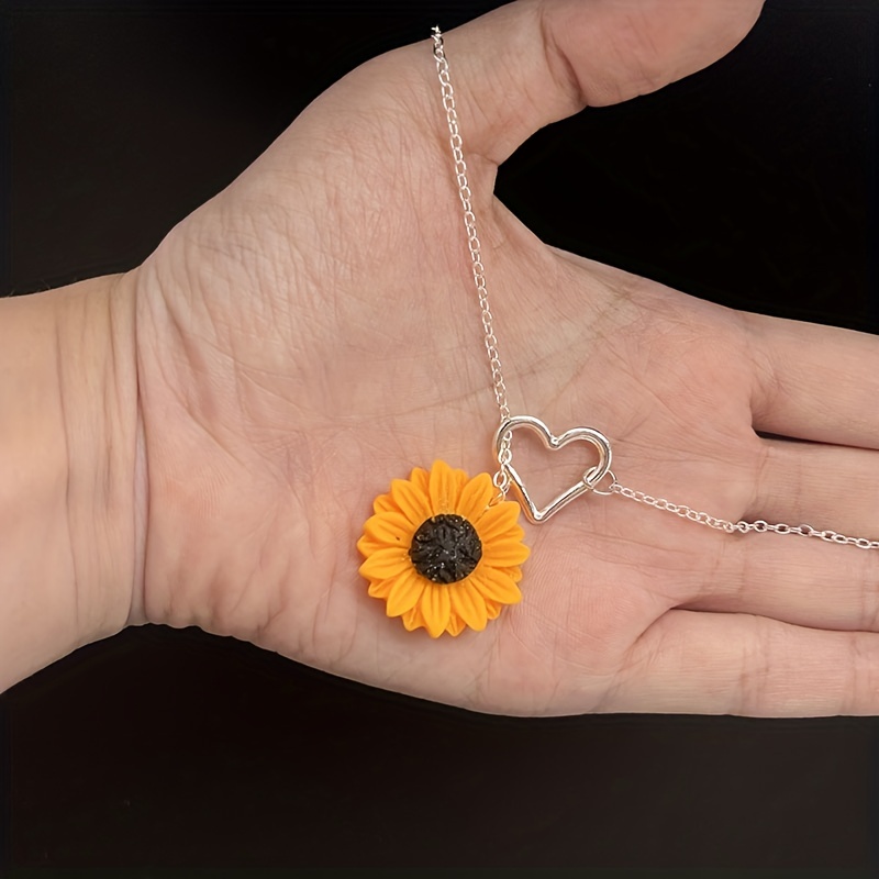 3pcs/set Rice Bead Soft Pottery Decor Clavicle Chain Sunflower Decor Pendant Necklace Y2K Necklace for Women Girls Gift,Temu