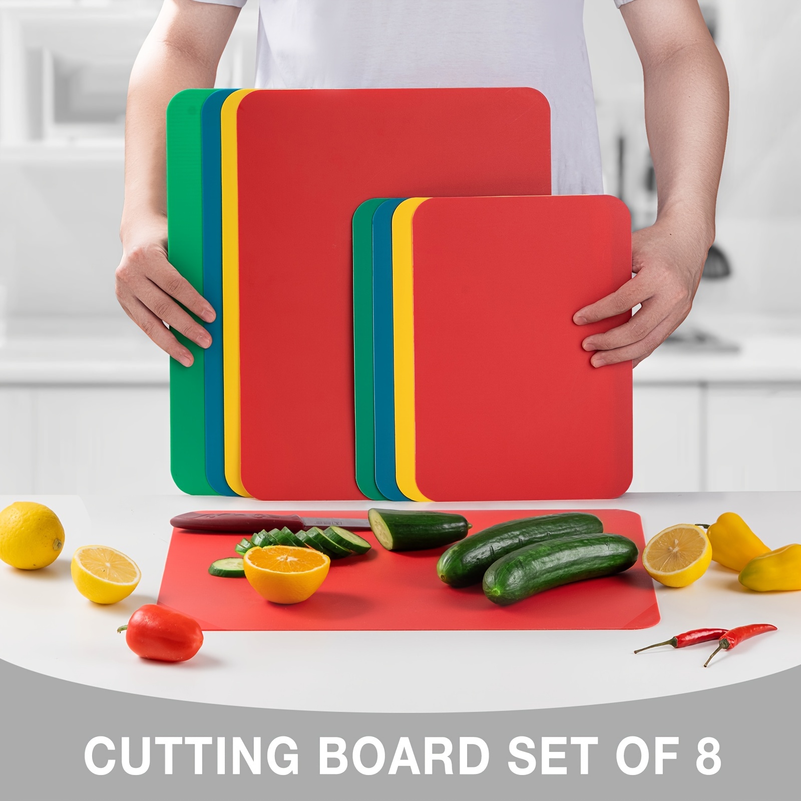 Plastic Cutting Board, Extra Thick Flexible Cutting Mat For Cooking,  Non-slip Chopping Board With Colored Food Icons, Easy-grip Handles,  Dishwasher Safe, Kitchen Gadgets For Hotels,restaurant, Bulk  Kitchenware&tableware - Temu