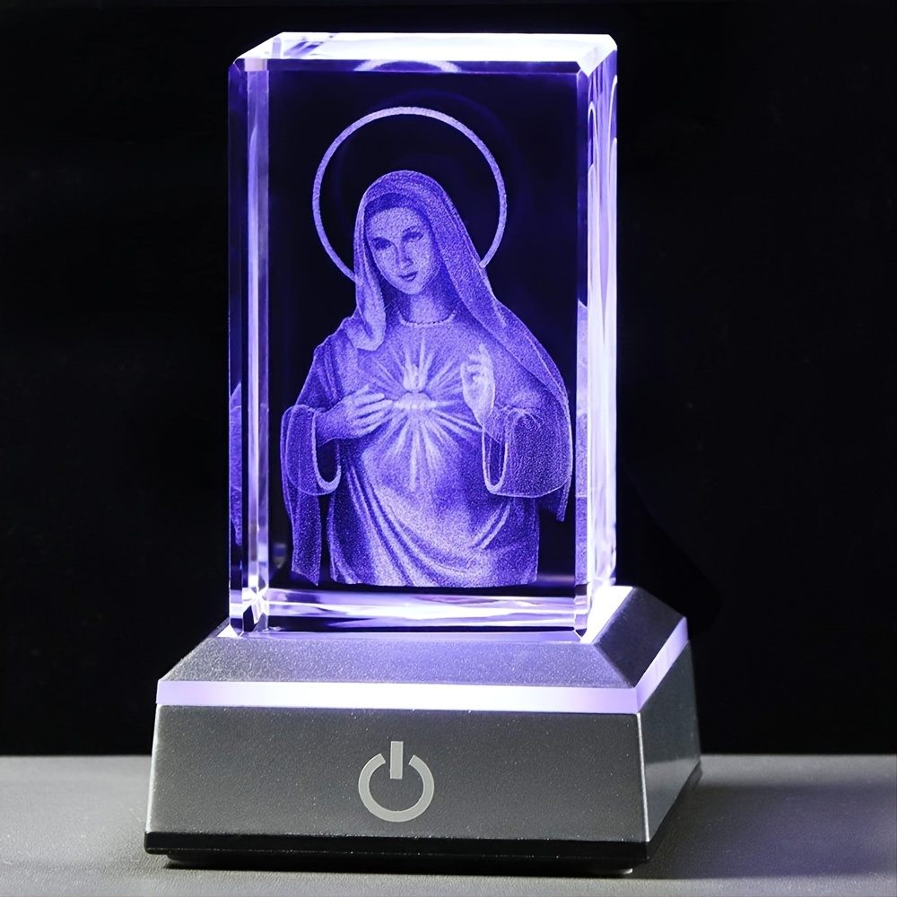 Jesús en cruz con iluminación LED, espejo infinito, visión de túnel, marco  de madera, espejos iluminados por Cristo, decoración religiosa del hogar