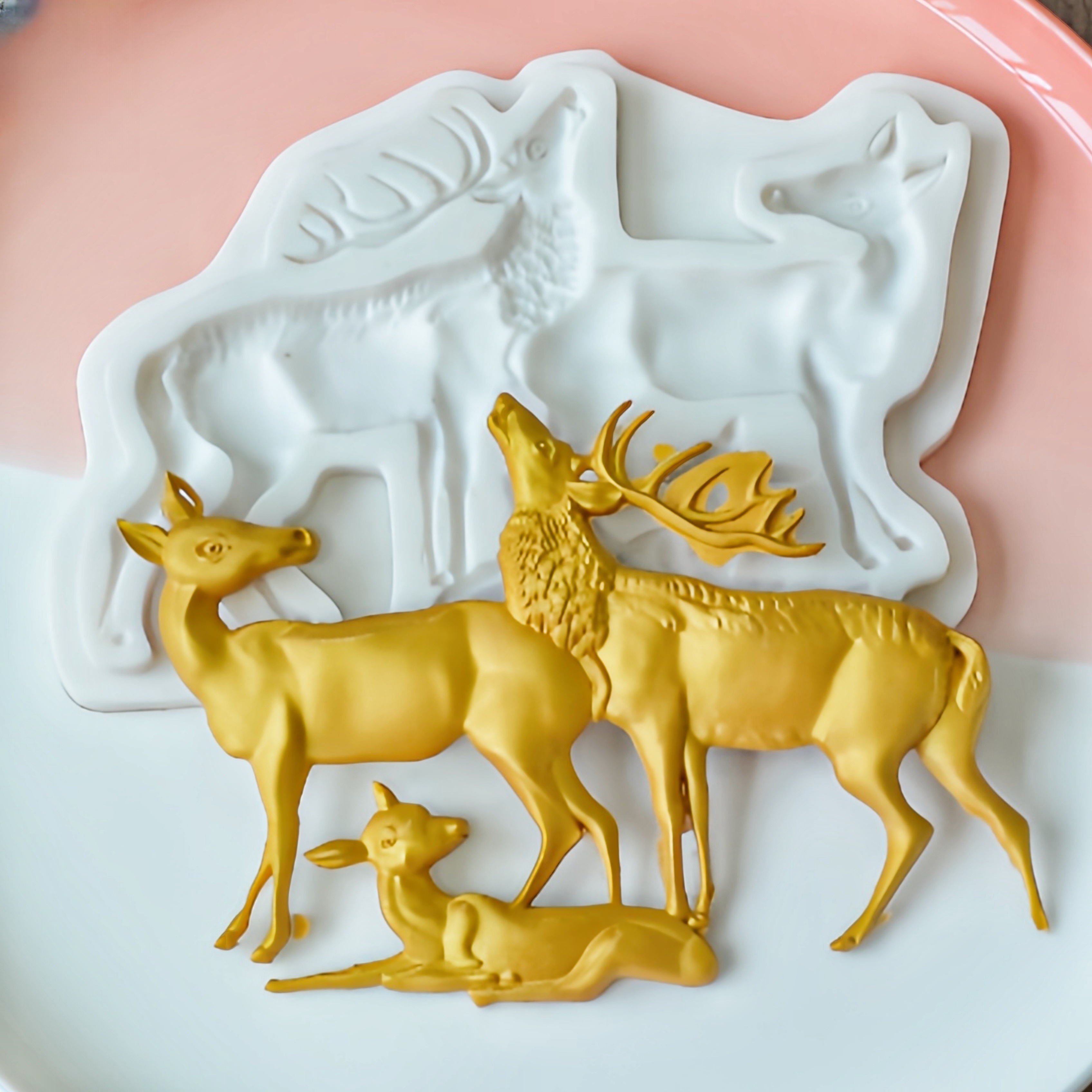 1pc Deer Animal Silicone Molds Decorating Pudding Plaster Mold Concrete  Making C