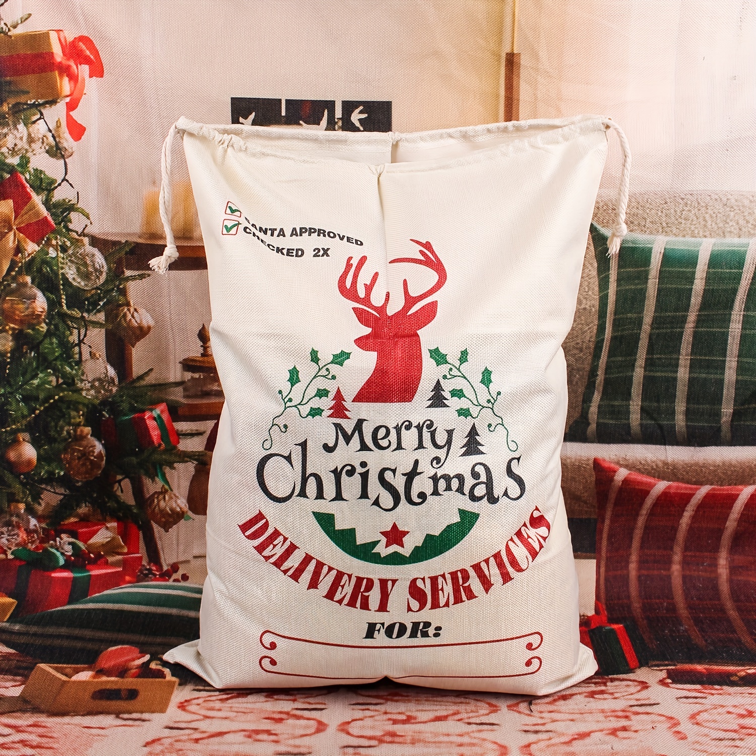 Personalized burlap christmas online bags