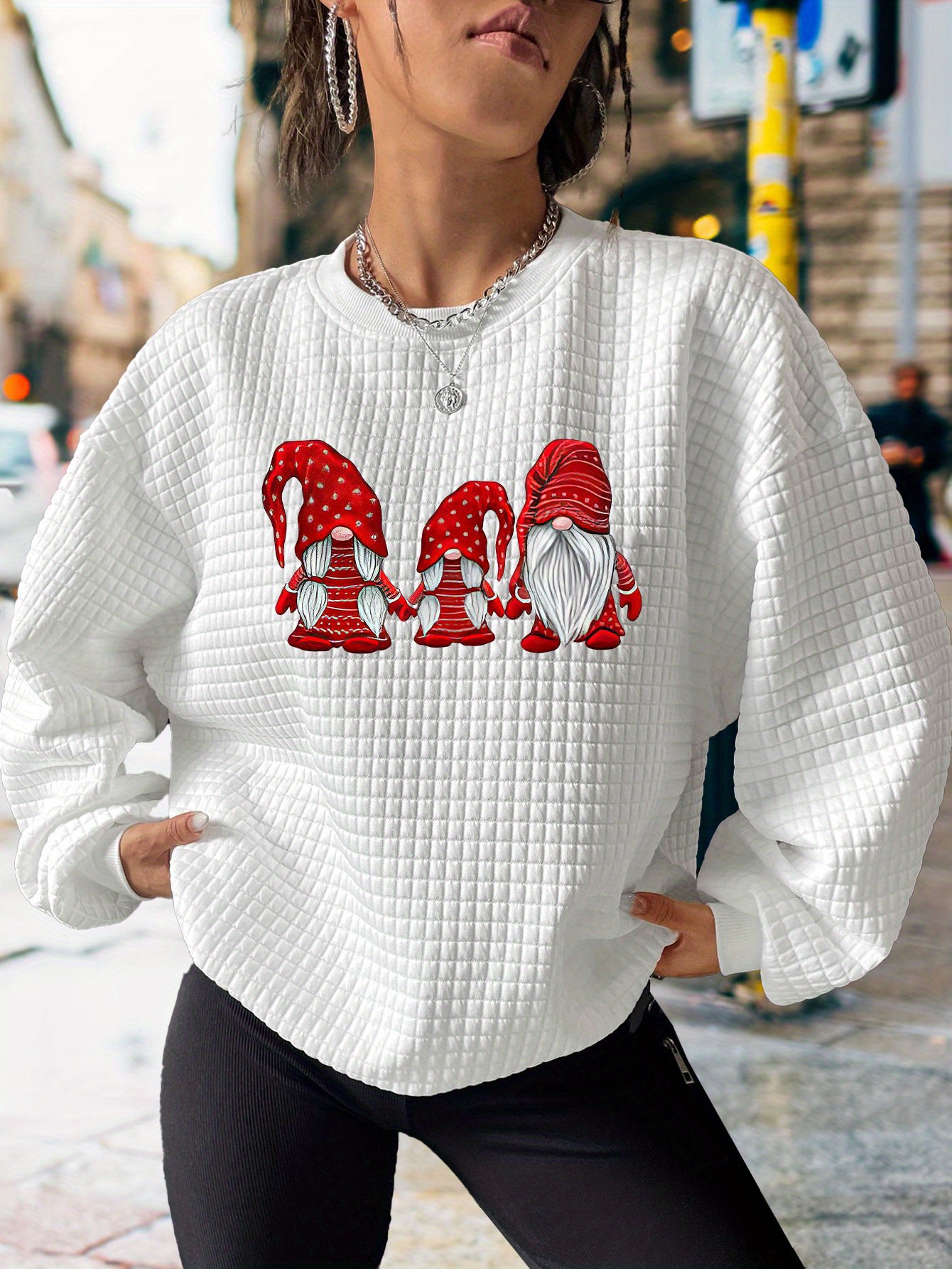 CHUOAND Christmas Sweatshirts for Women Christmas Tree Graphic Pullover  Sweatshirt Cute Crewneck Christmas Gnome Shirts Tops