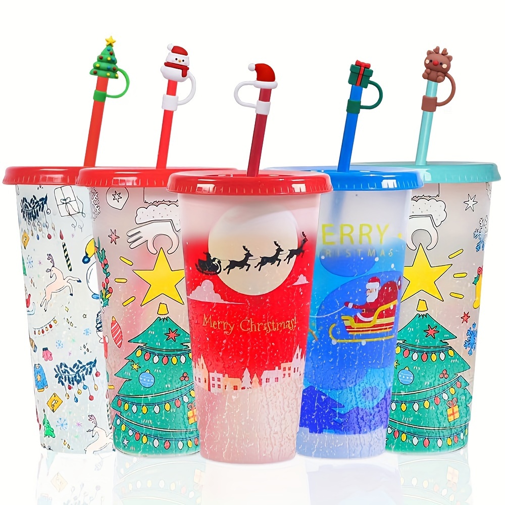 1pc 16oz Christmas Holiday Double Layer Crushed Ice Straw Cup For Cold  Drinks, Suitable For Home Party And Outdoor Activities