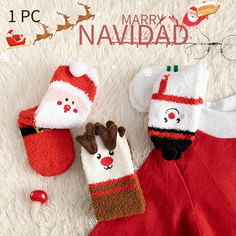 Calcetines navideños con diseño de ciervo para hombre y mujer, medias  gruesas y cálidas con estampado de copo de nieve y árbol de Navidad, regalo  de Año Nuevo