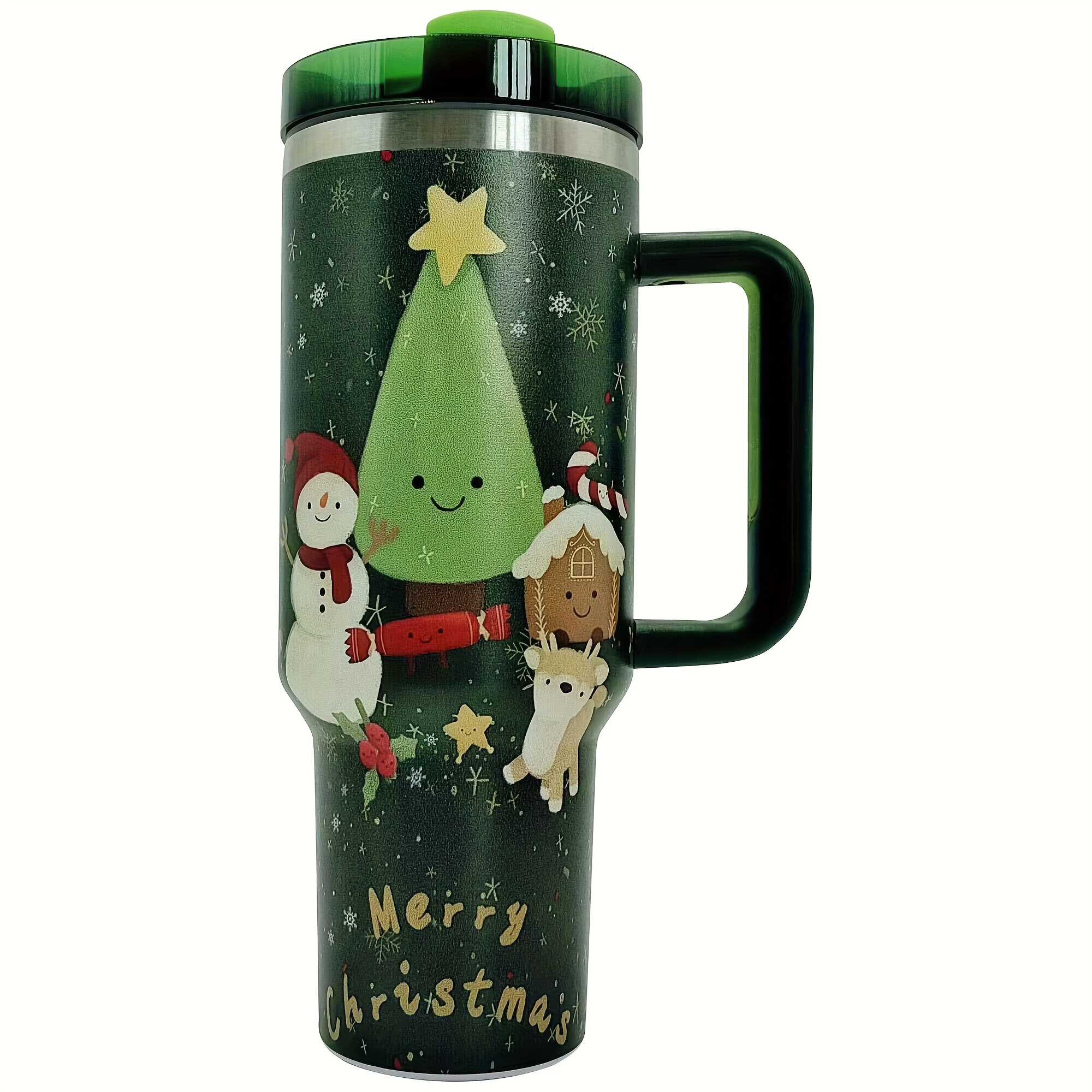 1pc 40oz Christmas Themed Tumbler With Handle And Straw Lid, Stainless  Steel 1200ml Travel Mug, Large Capacity Water Bottle, Perfect Christmas  Gift For Men And Women