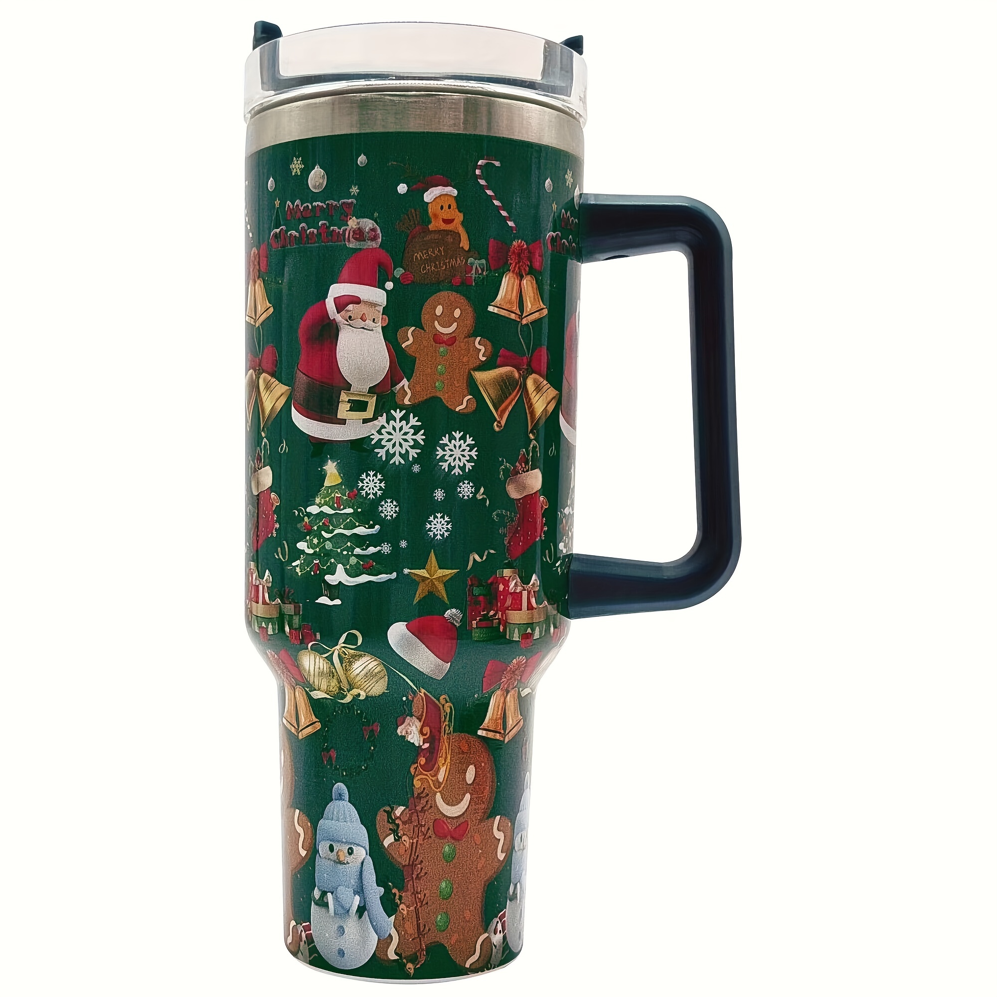 1pc 40oz Christmas Themed Tumbler With Handle And Straw Lid, Stainless  Steel 1200ml Travel Mug, Large Capacity Water Bottle, Perfect Christmas  Gift For Men And Women