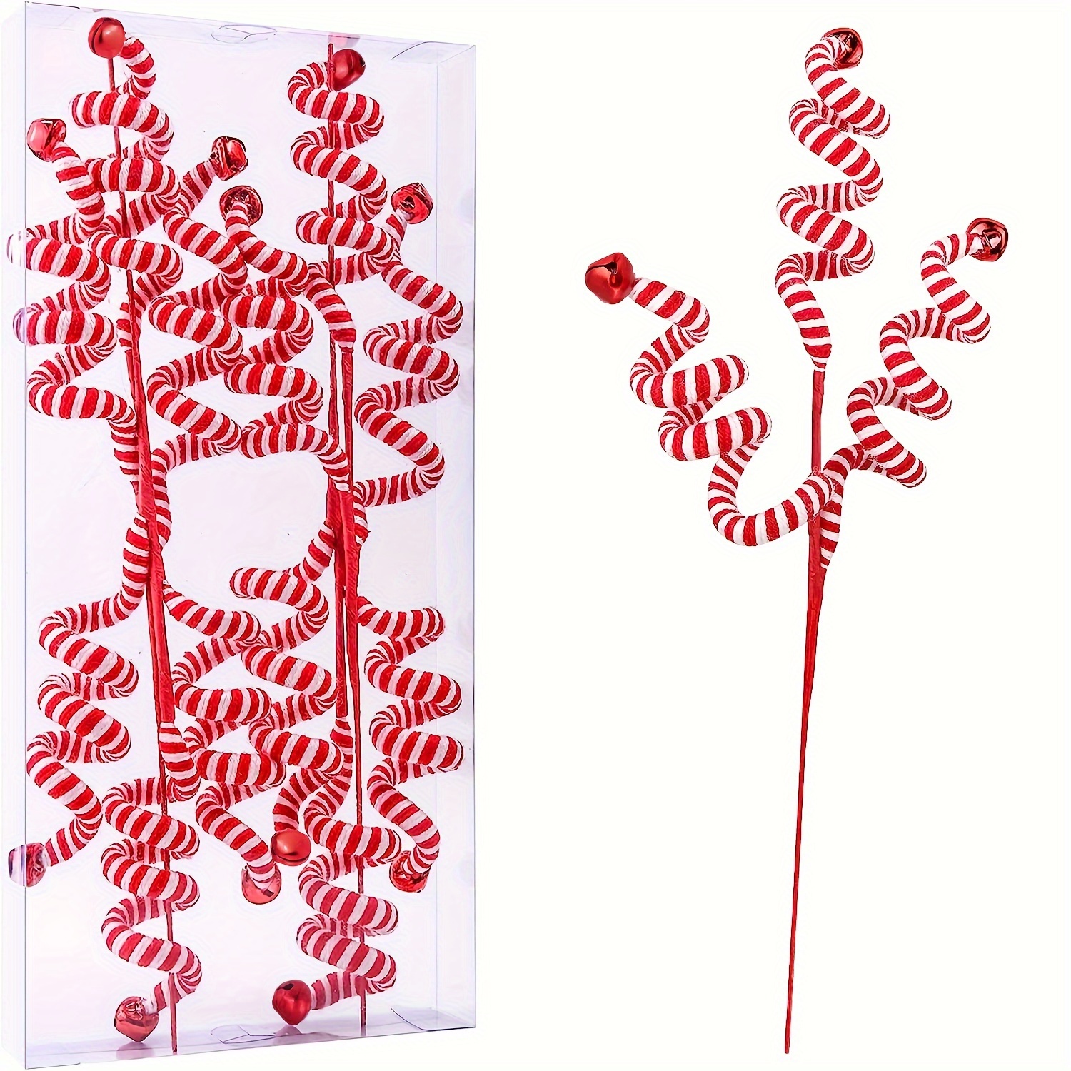 Great Choice Products 8.7 Inch Christmas Curly Pick Red White Christmas  Picks Candy Shape Christmas Tree