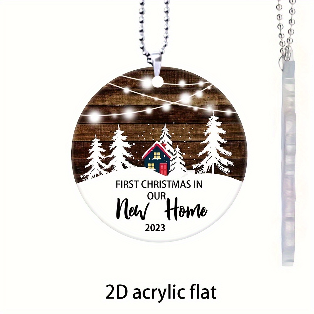 Chance Made Us Neighbors Hearts Made Us Friends Christmas Wooden House  Snowflake Round Acrylic Pendant Home Decoration Window Fireplace Pendant  Decoration - Temu